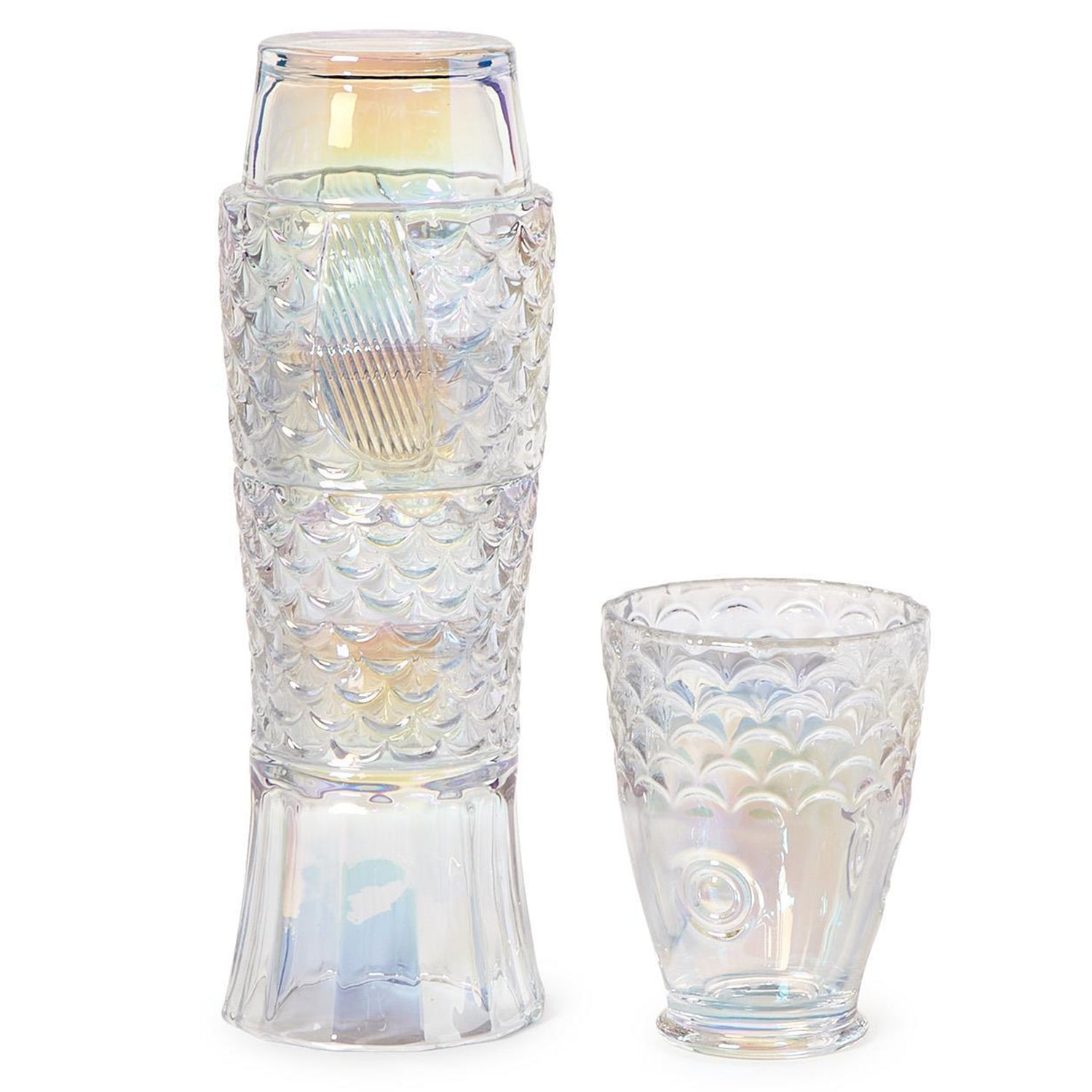 Under The Sea Iridescent Stackable Fish Glasses in Gift Box Set of 4