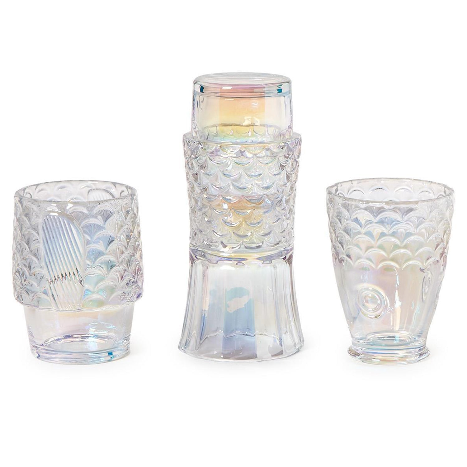 Under The Sea Iridescent Stackable Fish Glasses in Gift Box Set of 4