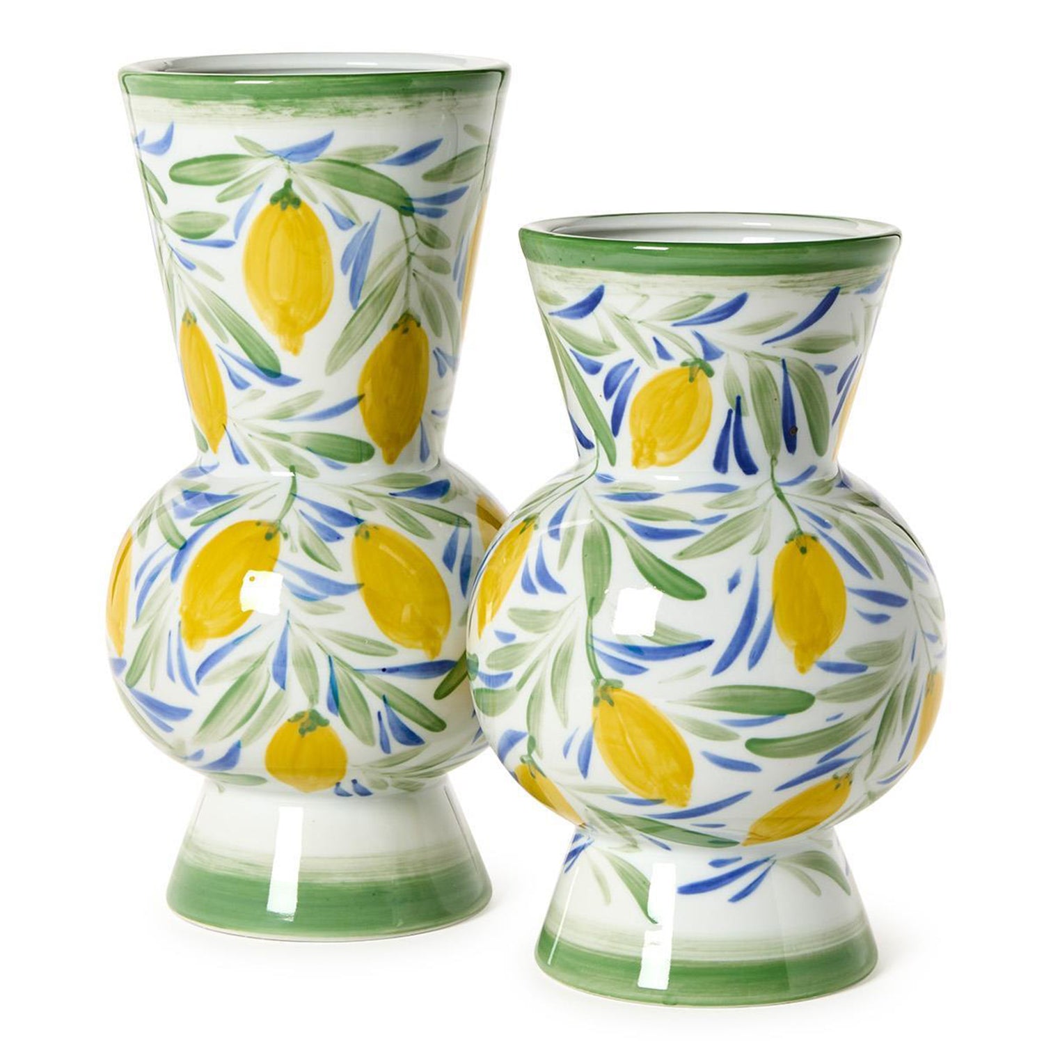 Hand-Painted Lemon Vase Set of 2