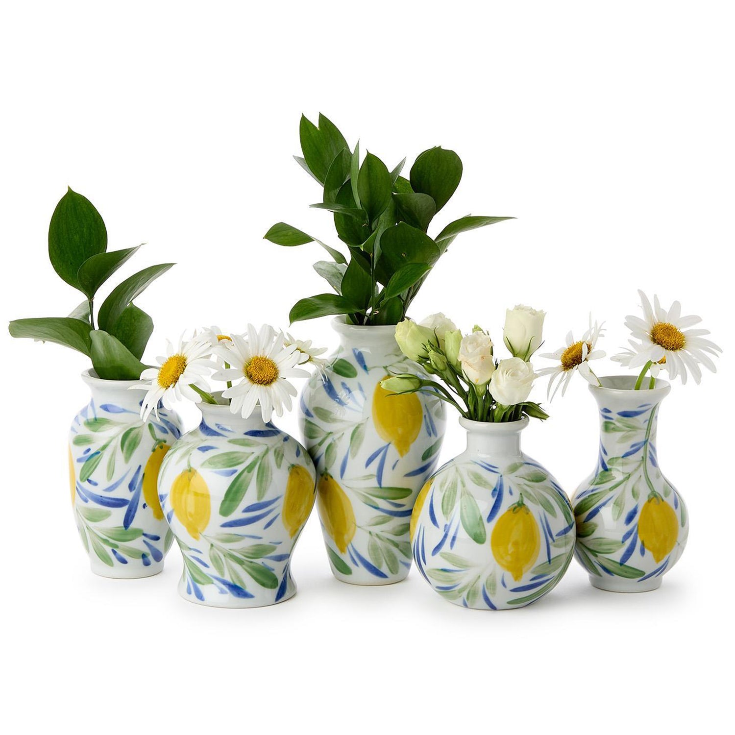 Hand-Painted Mini Lemon Vase Set of 5