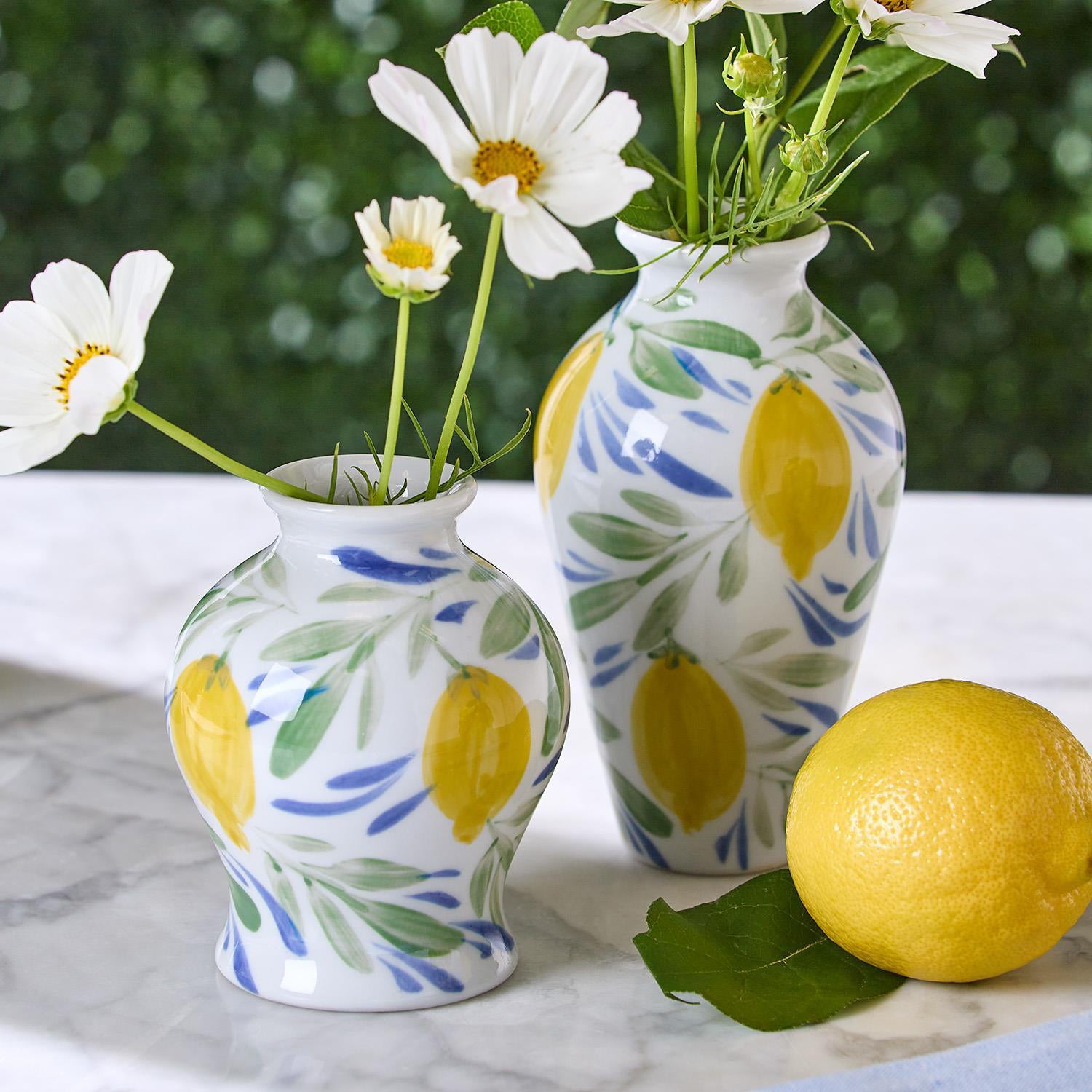 Hand-Painted Mini Lemon Vase Set of 5