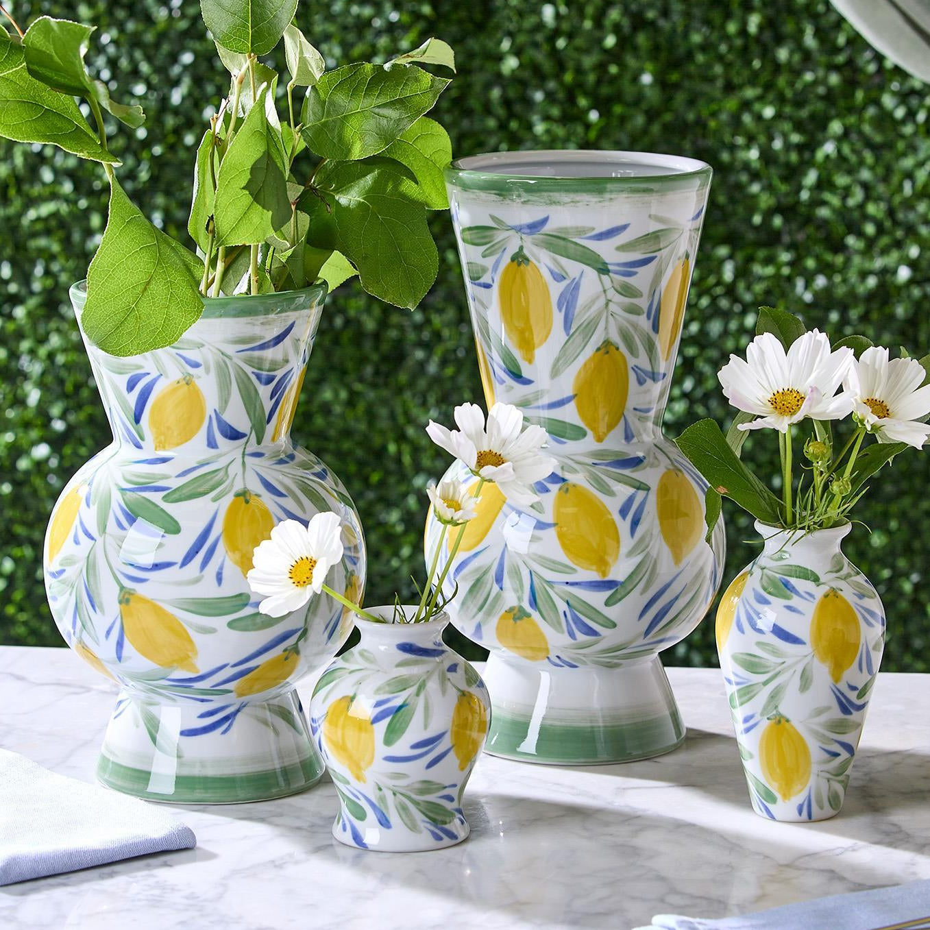 Hand-Painted Mini Lemon Vase Set of 5