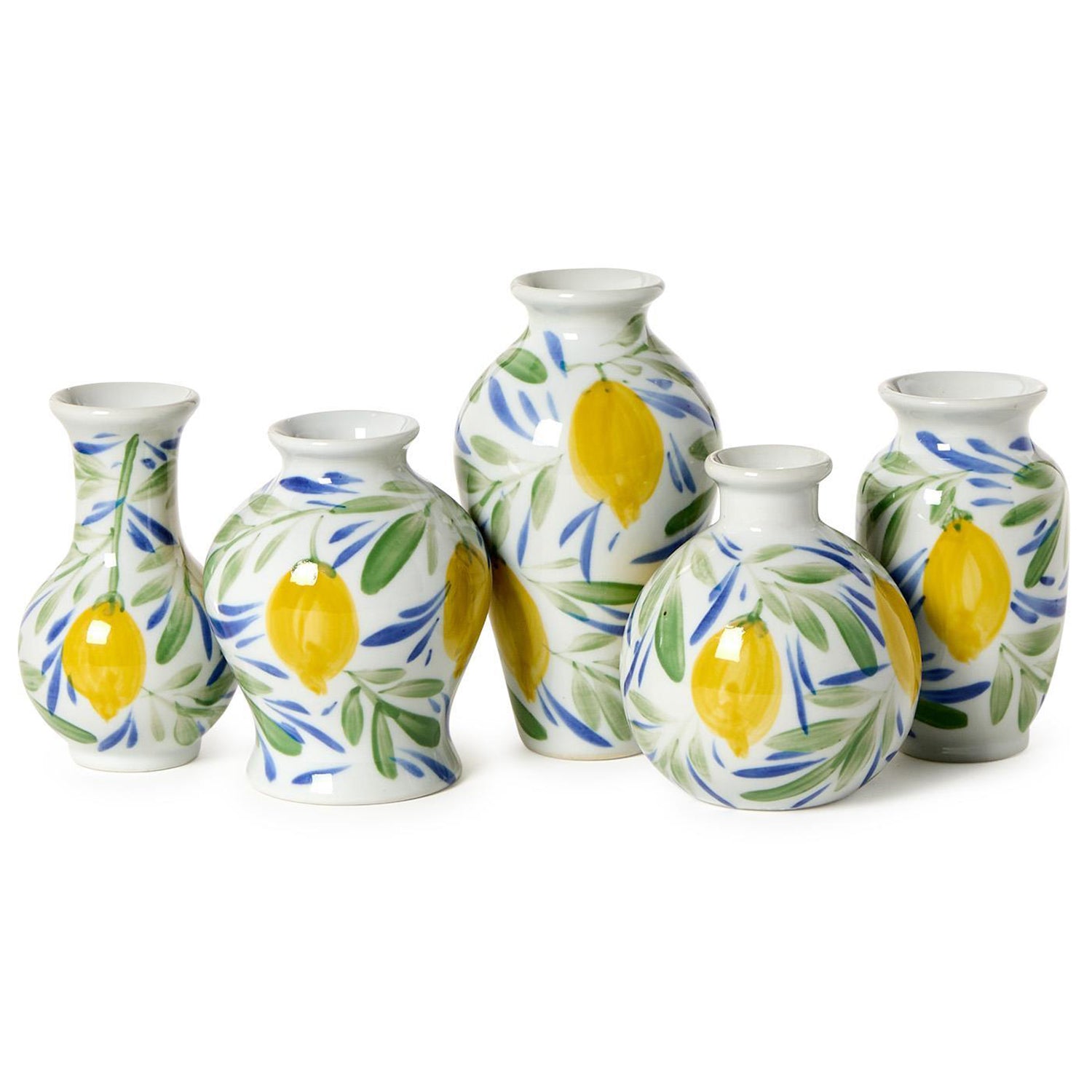 Hand-Painted Mini Lemon Vase Set of 5