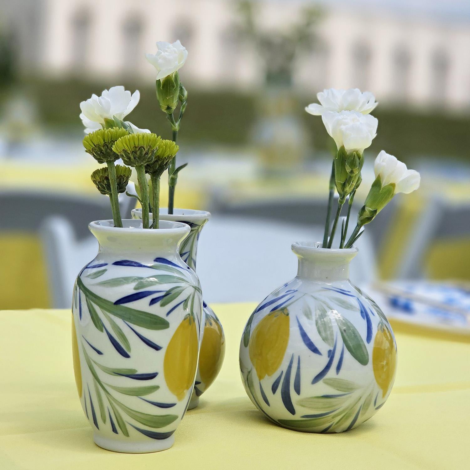 Hand-Painted Mini Lemon Vase Set of 5