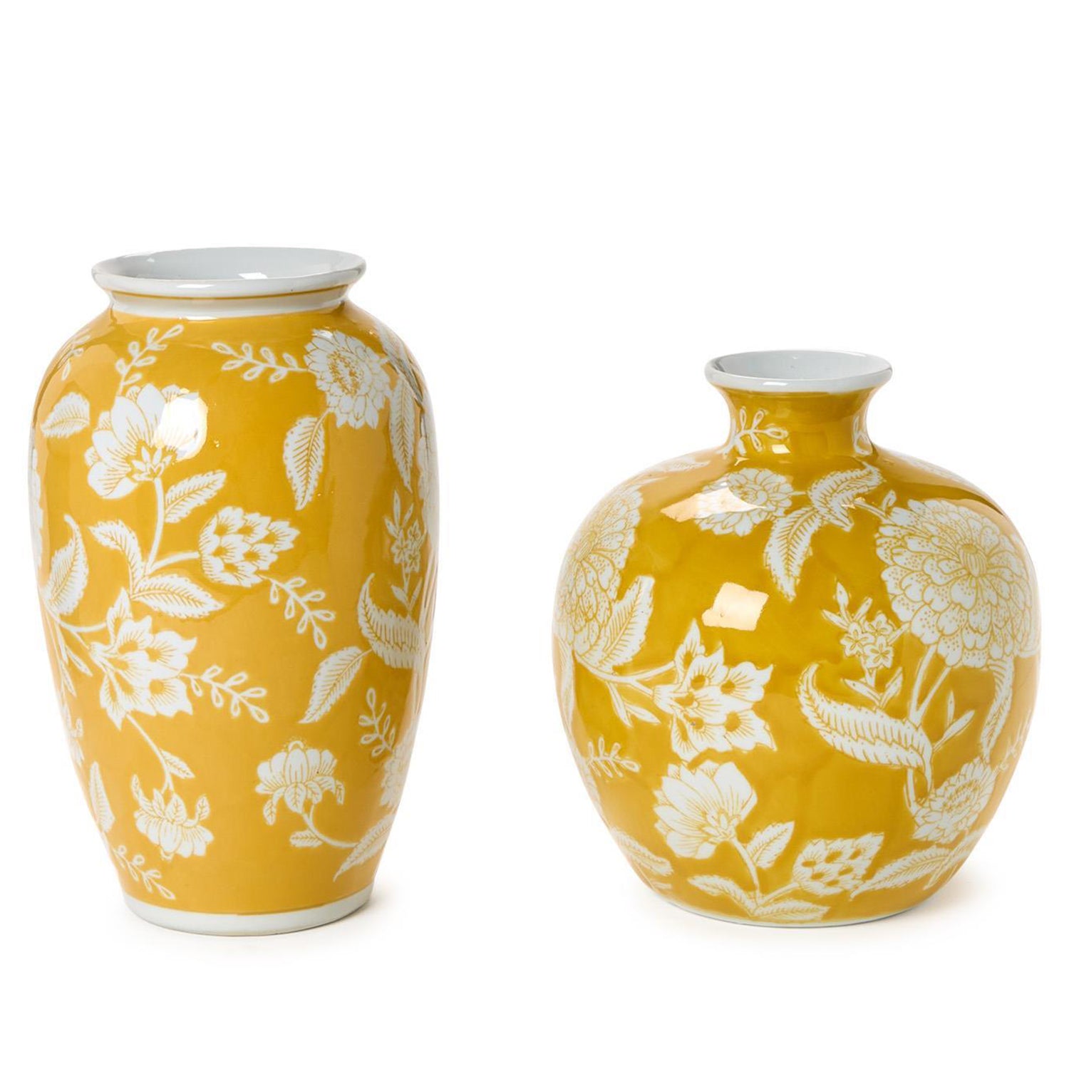 Yellow Floral Vase Set of 2