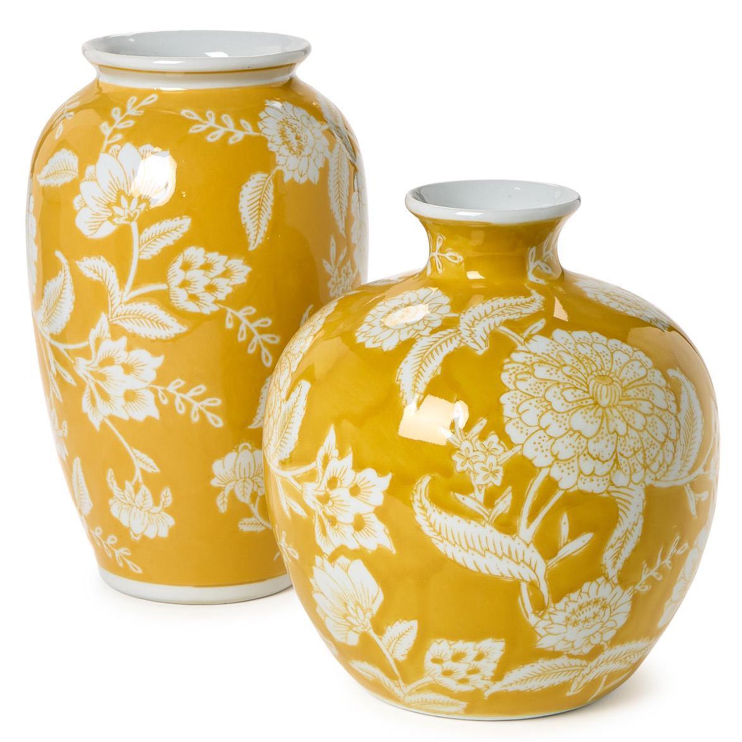 Yellow Floral Vase Set of 2