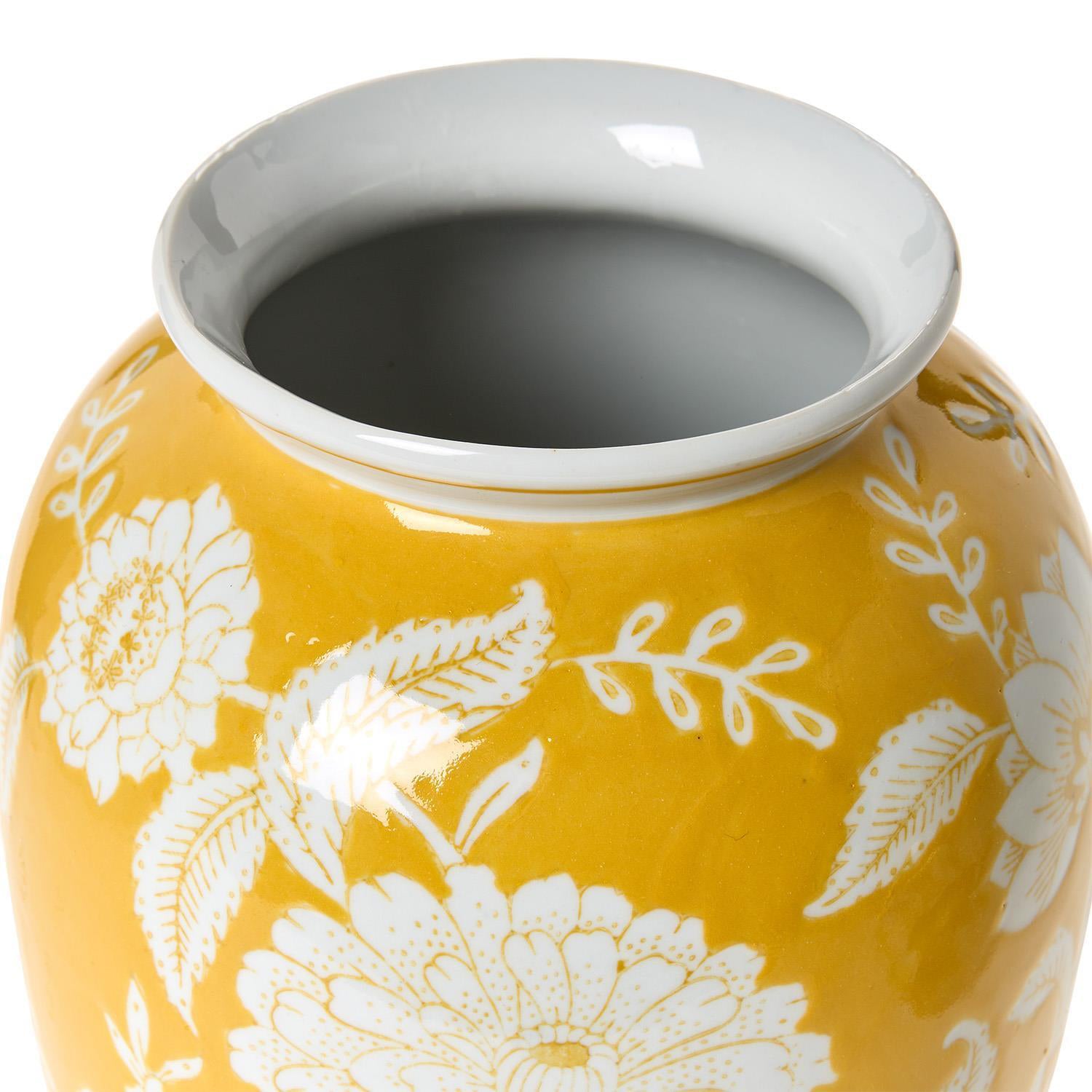 Yellow Floral Vase Set of 2
