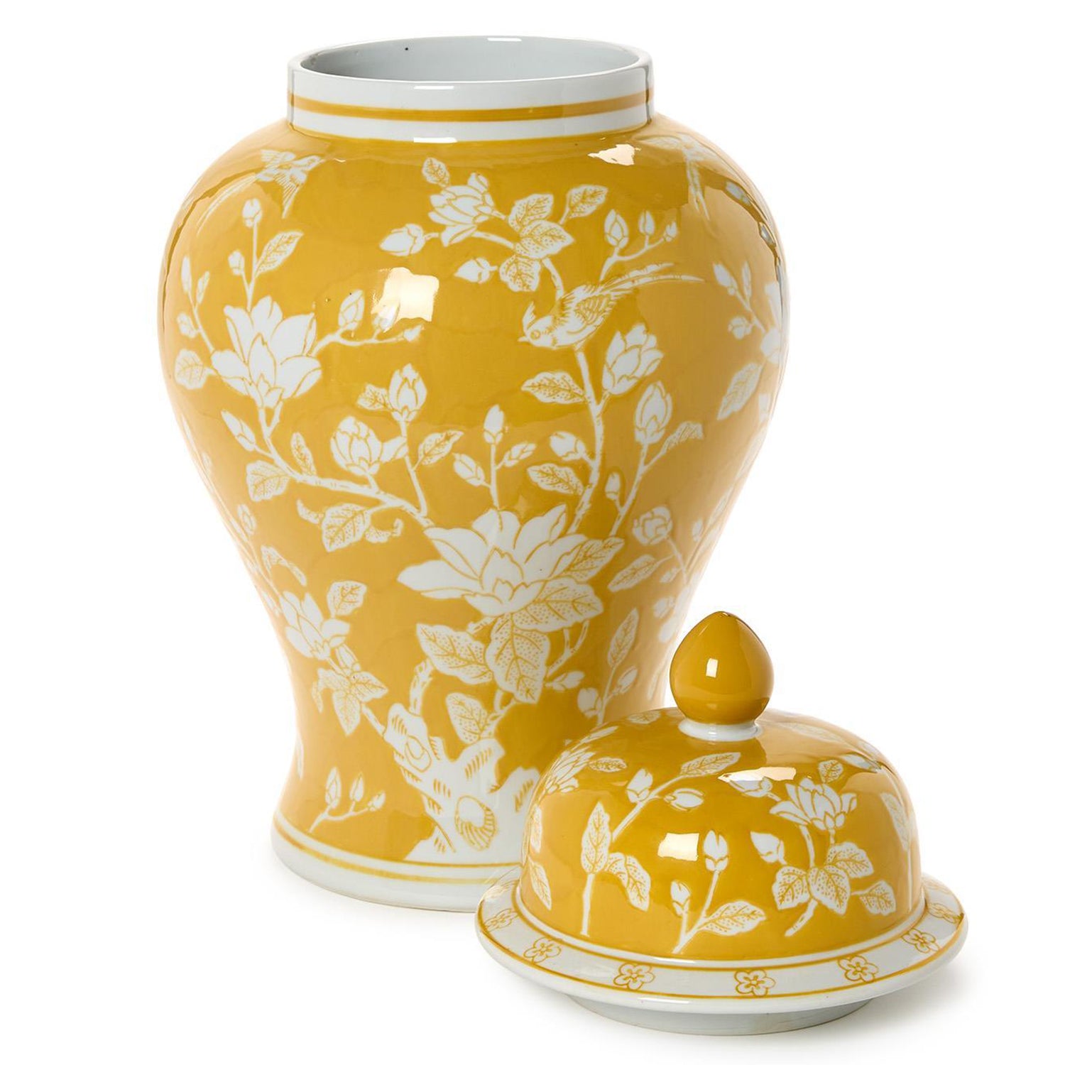 Yellow and White 18in Temple Jar