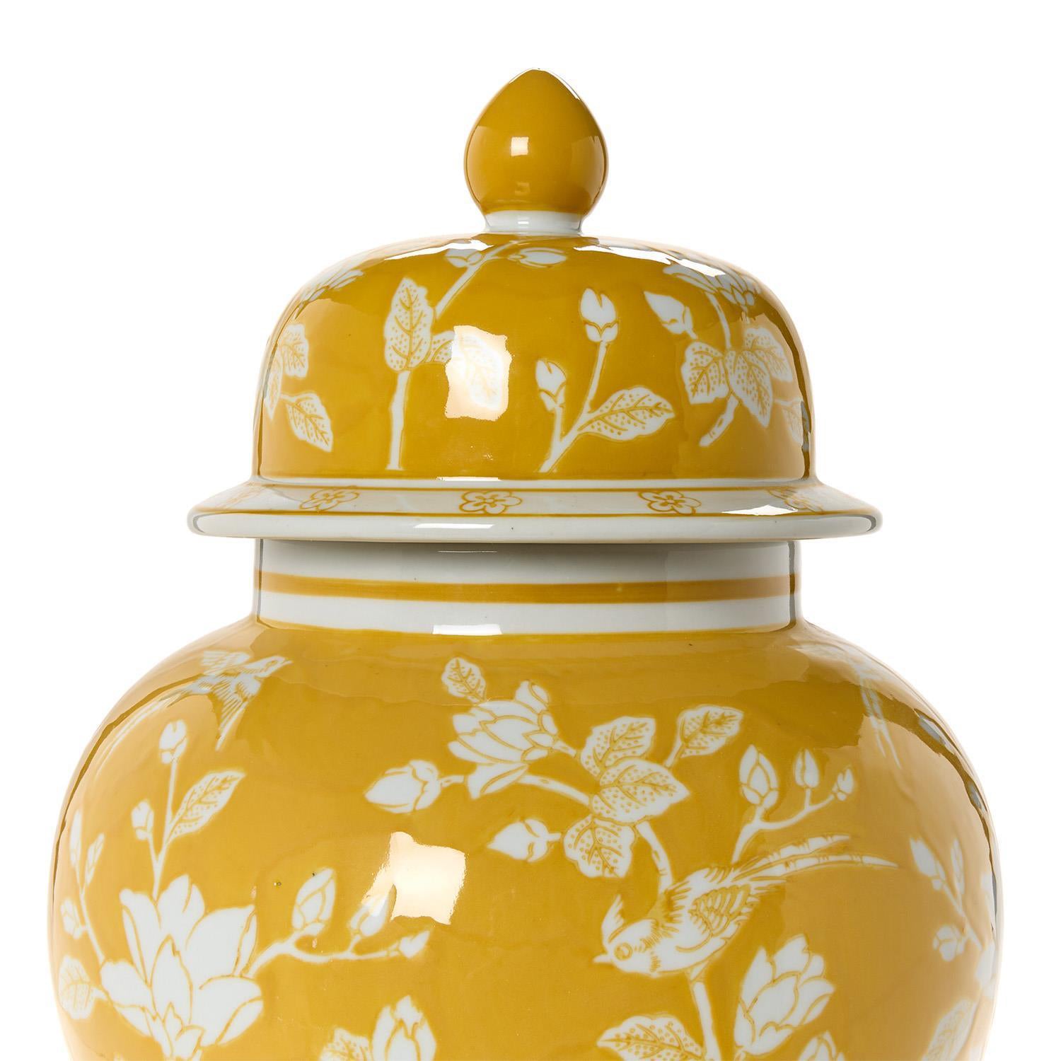 Yellow and White 18in Temple Jar