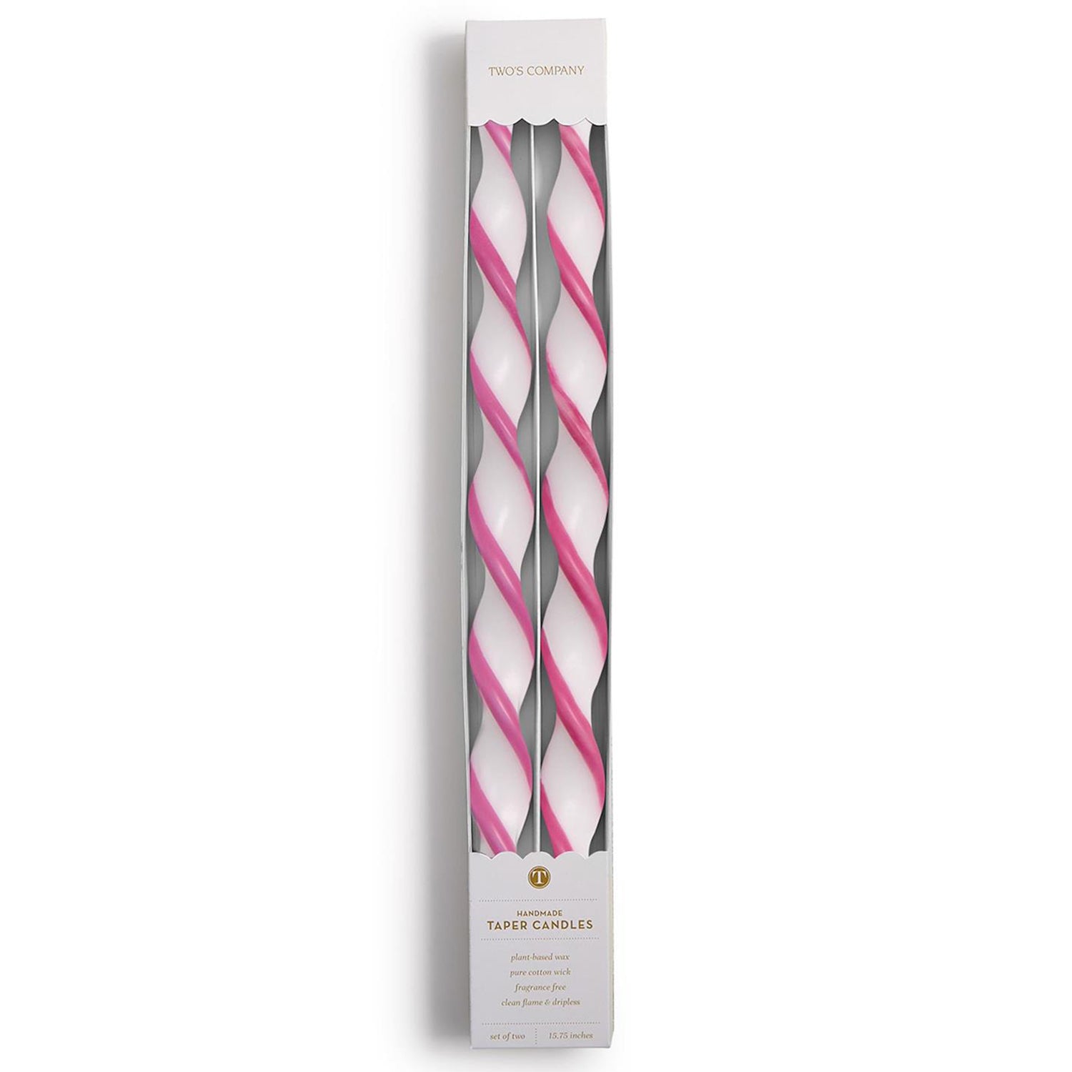Twist and Glow Pink Ribbon Twist Taper Candles in Gift Box Set