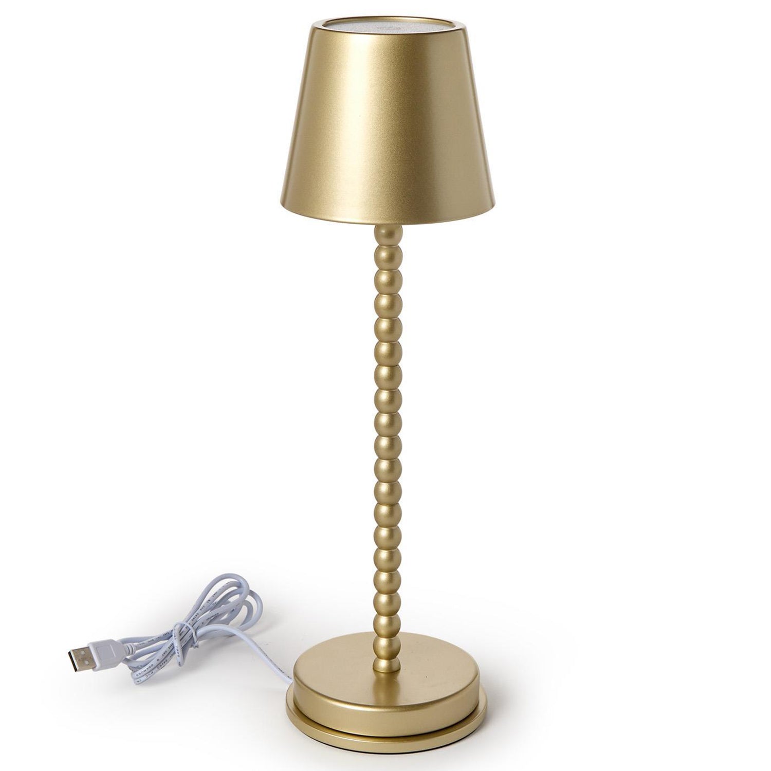 LED Cordless Gold Beaded Pole Table Lamp