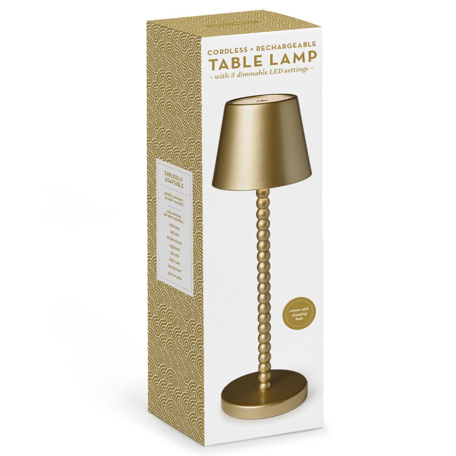 LED Cordless Gold Beaded Pole Table Lamp