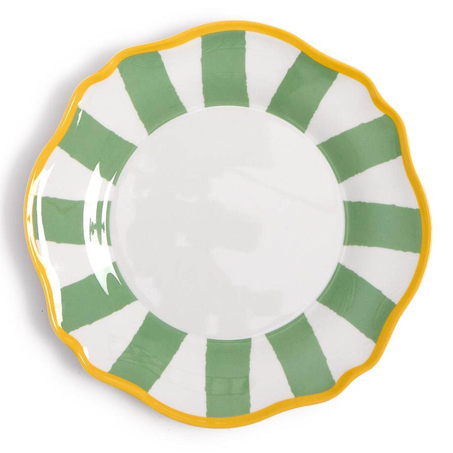 Green Striped Salad/Dessert Plate Set of 4