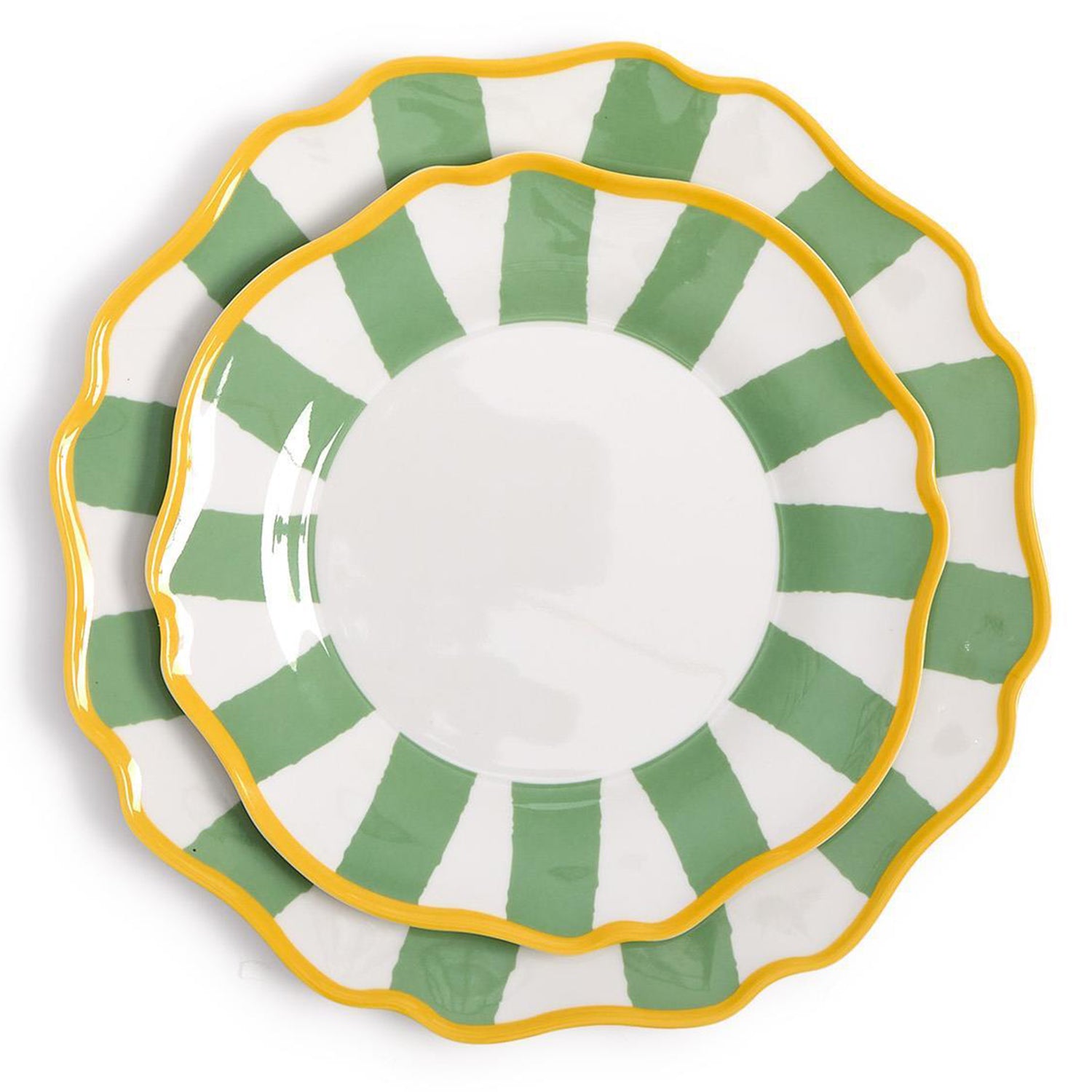 Green Striped Dinner Plate Set of 4
