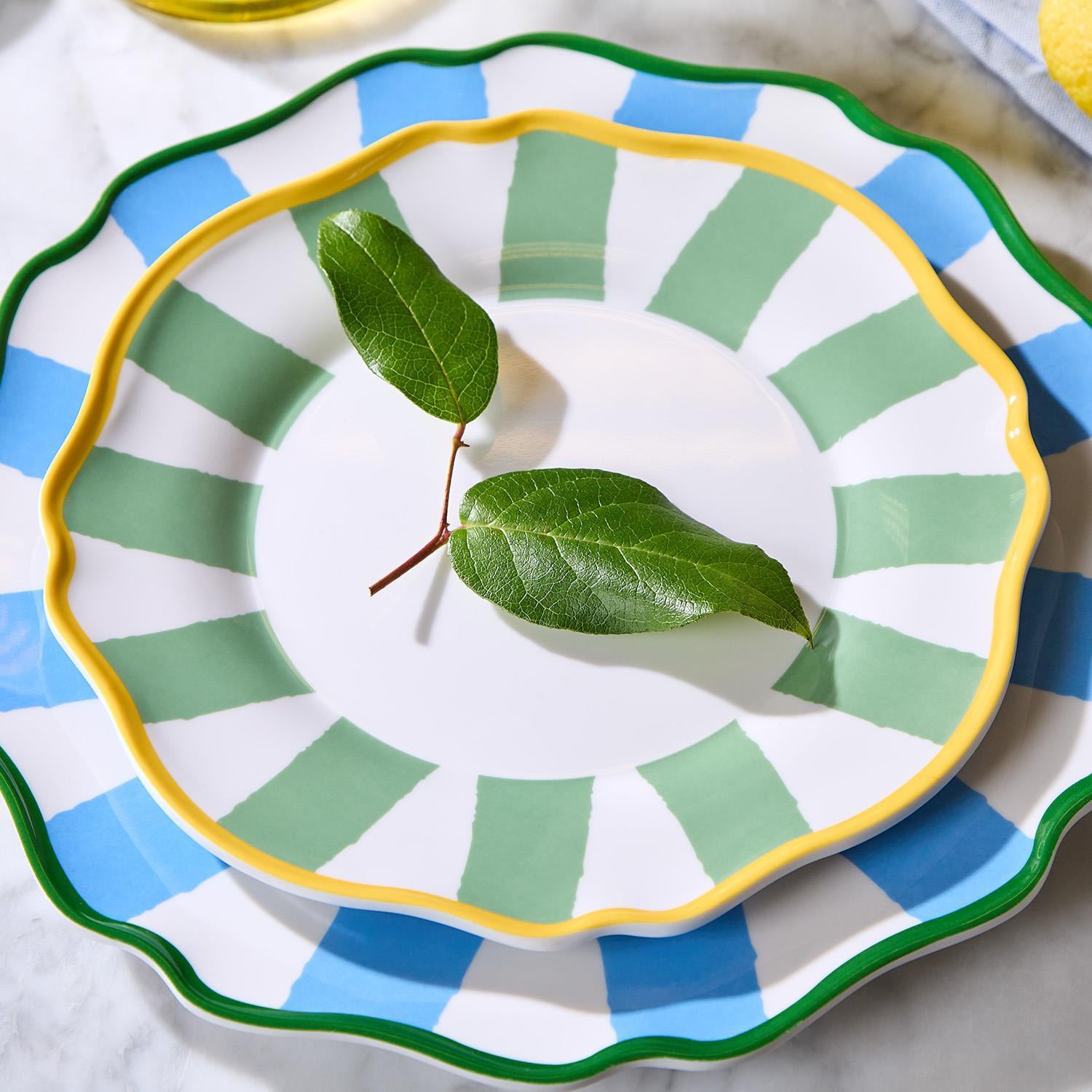 Blue Striped Dinner Plate Set of 4