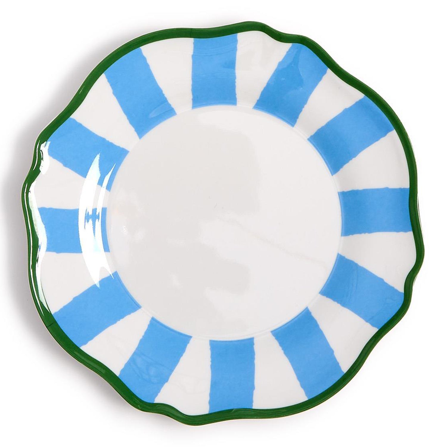Blue Striped Salad/Dessert Plate Set of 4