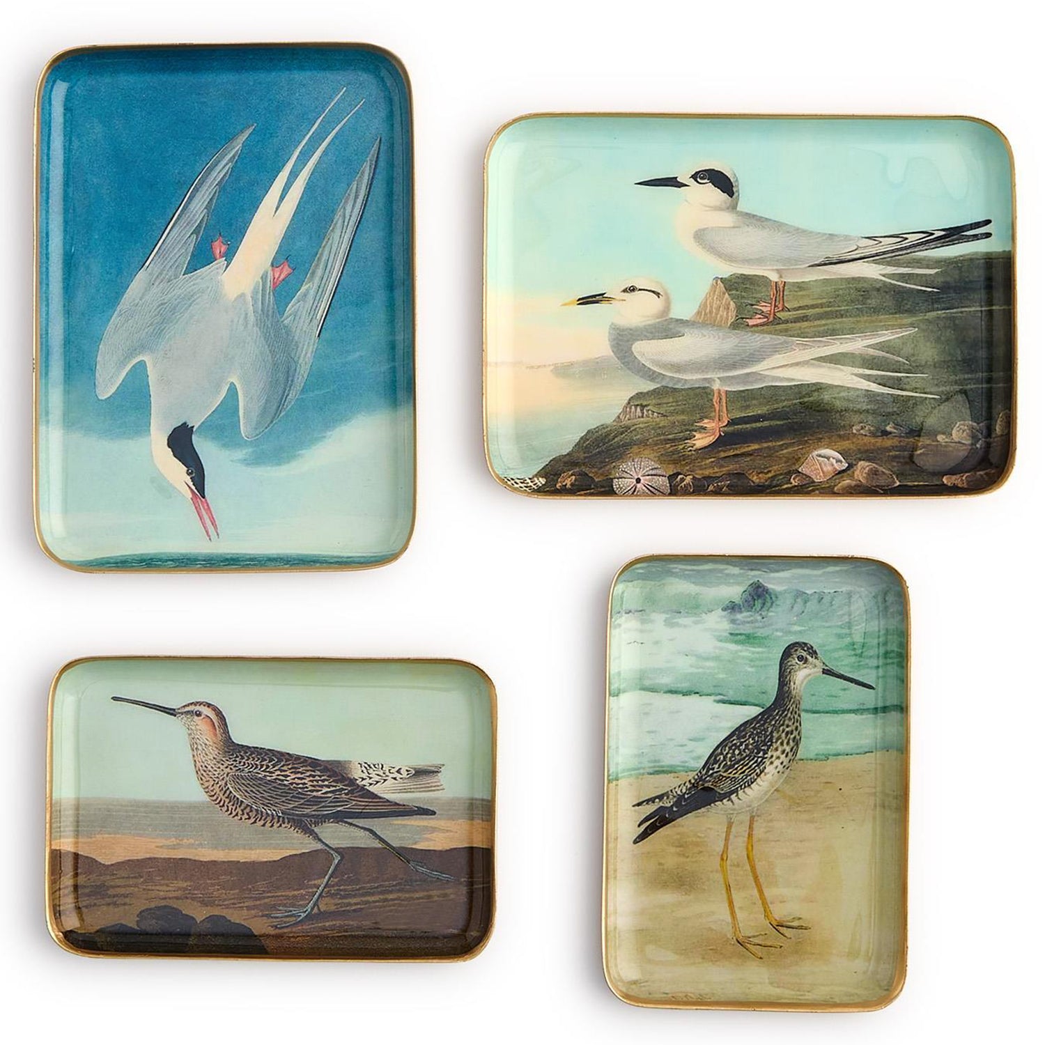 Sea Bird Metal Trinket/Desk Tray Set of 4