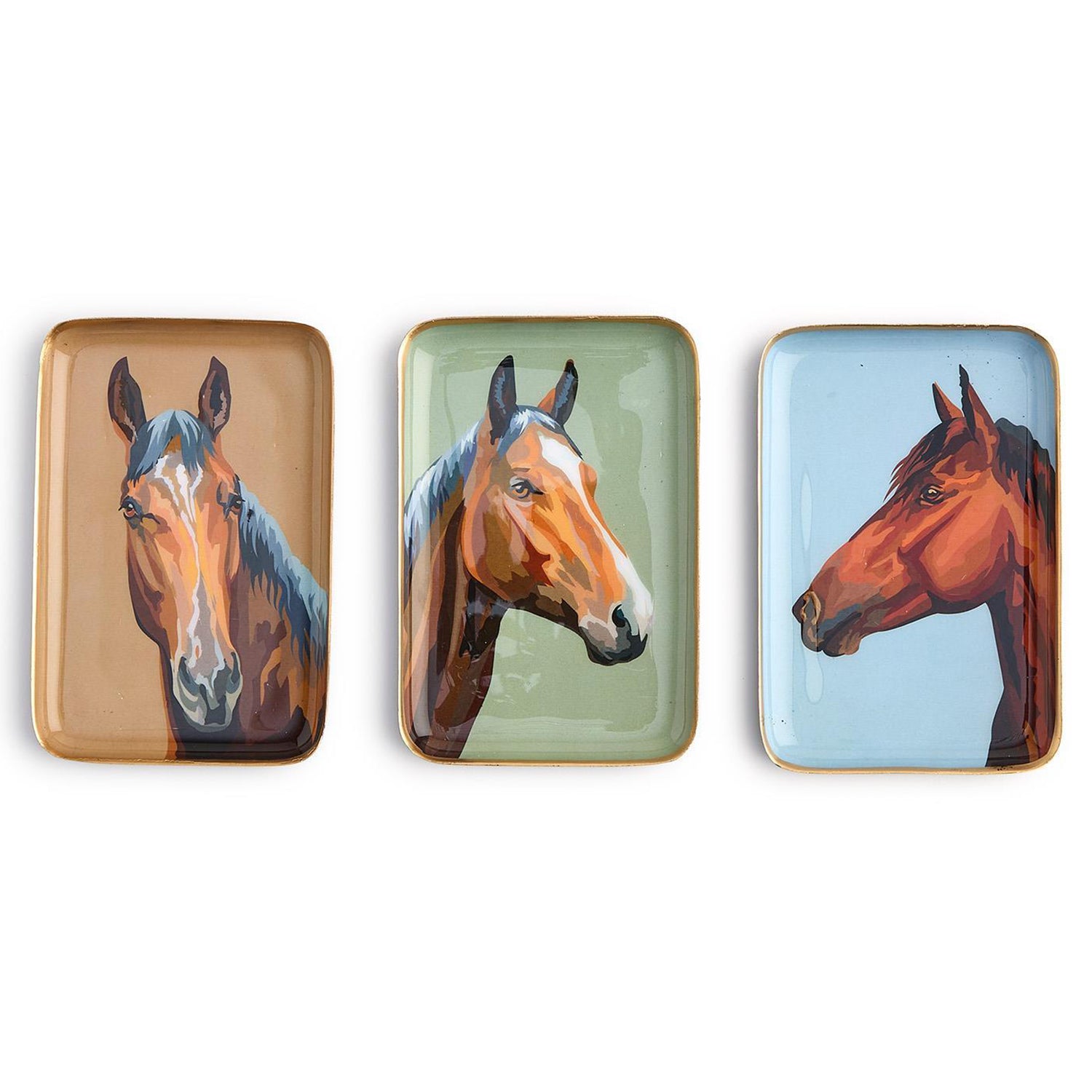 Horse Country Metal Trinket/Desk Tray Set of 3