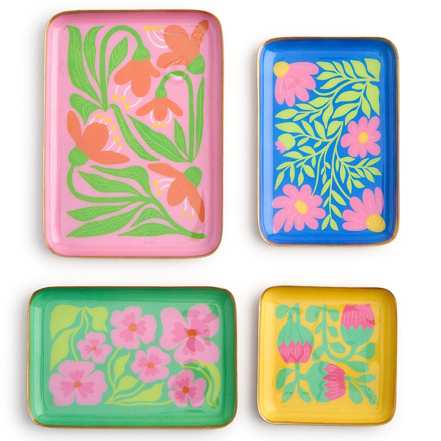 Petal Pop Metal Trinket/Desk Tray Set of 4
