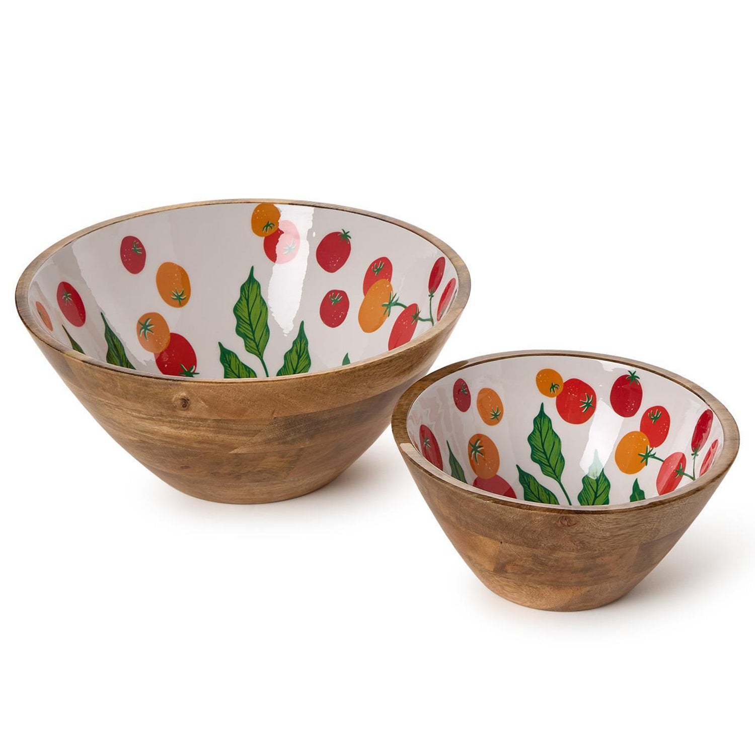 Garden Harvest Hand-Crafted Wood Bowl Set of 2