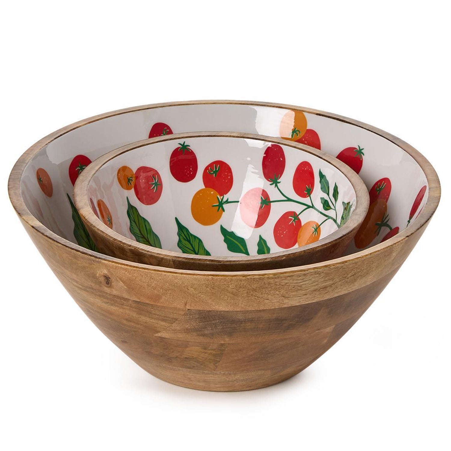 Garden Harvest Hand-Crafted Wood Bowl Set of 2