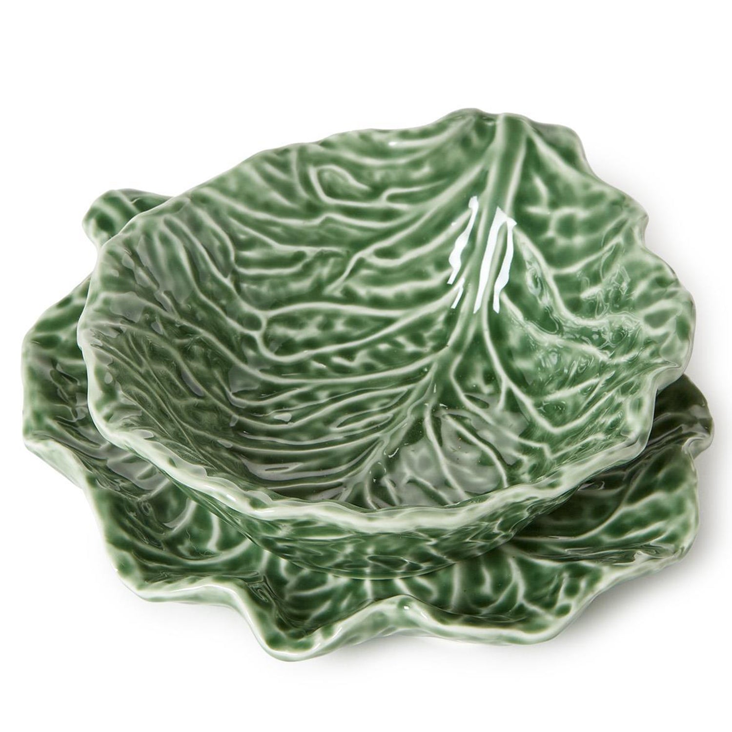 Cruciferous Leaf Textured Bowl and Plate Set of 2