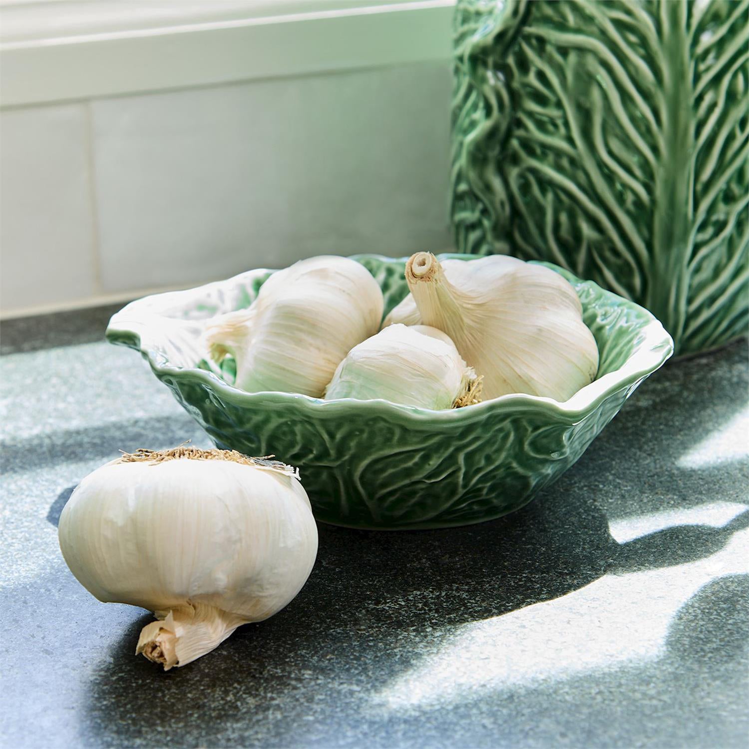 Cruciferous Leaf Textured Bowl and Plate Set of 2