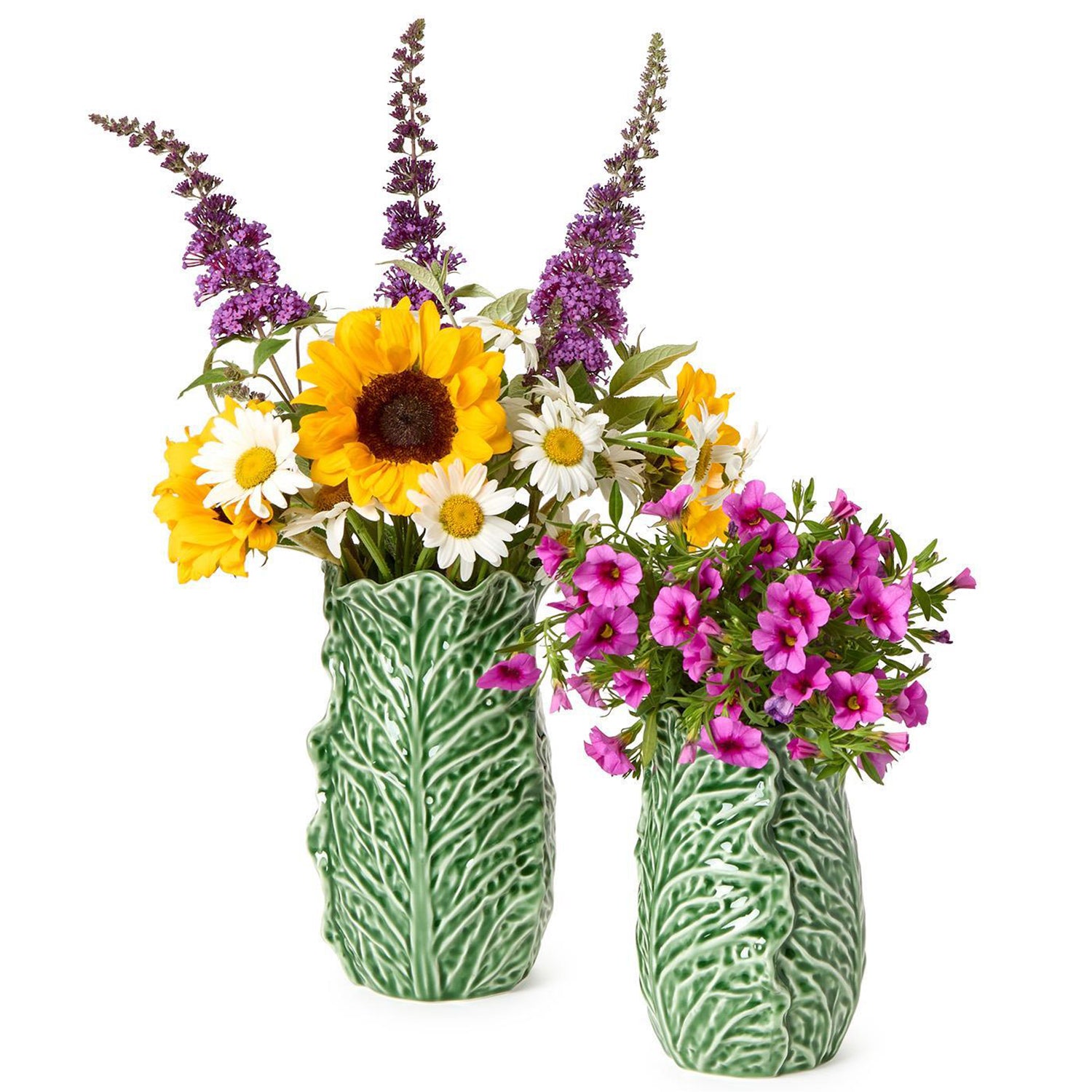 Cruciferous Leaf Textured Vase Set of 2