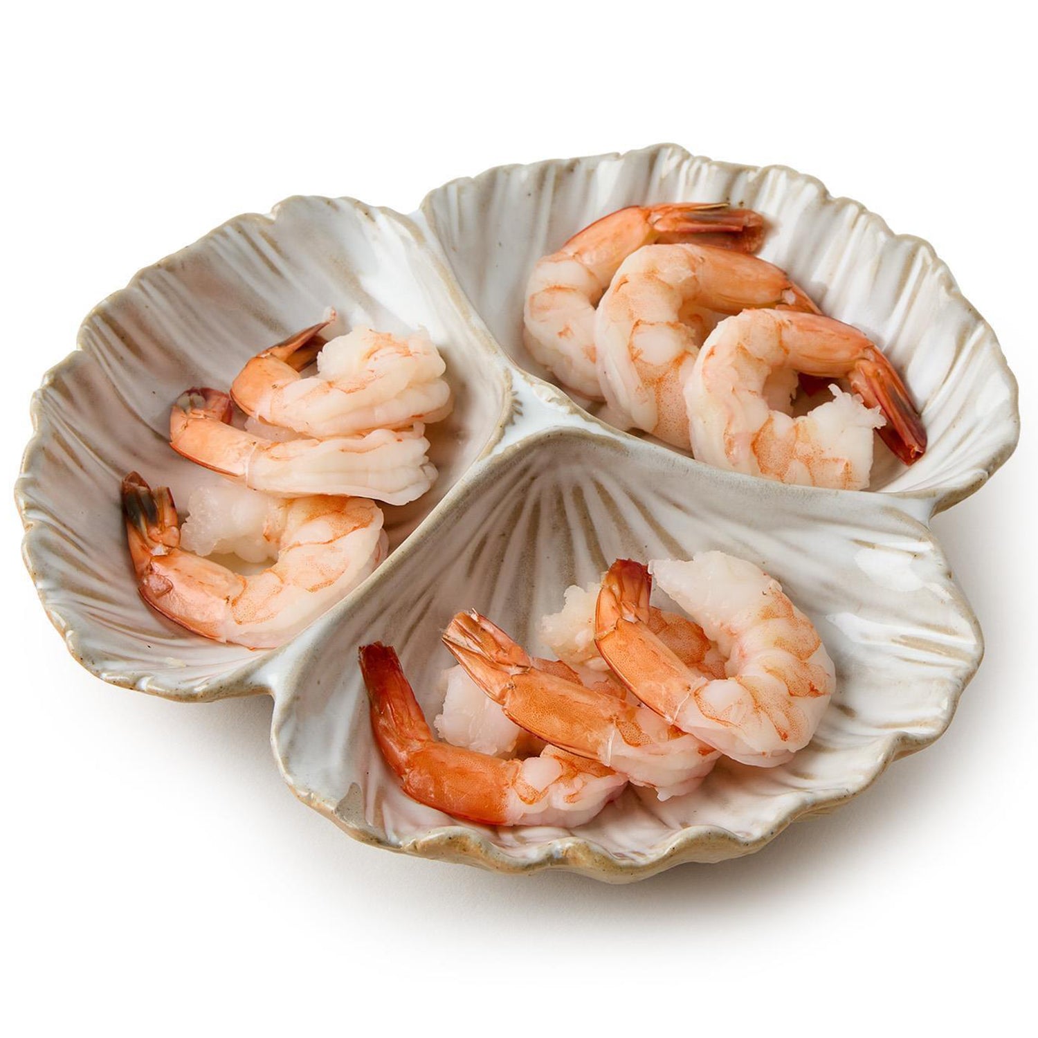 Artisanal Reactive Glaze 3 Section Shell Tidbit Dish/Tray