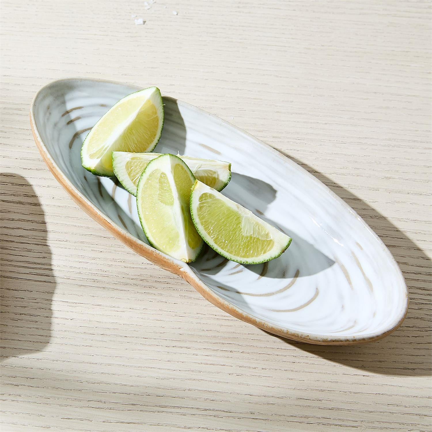 Artisanal Reactive Glaze Shell Tidbit Dish/Tray Set of 2