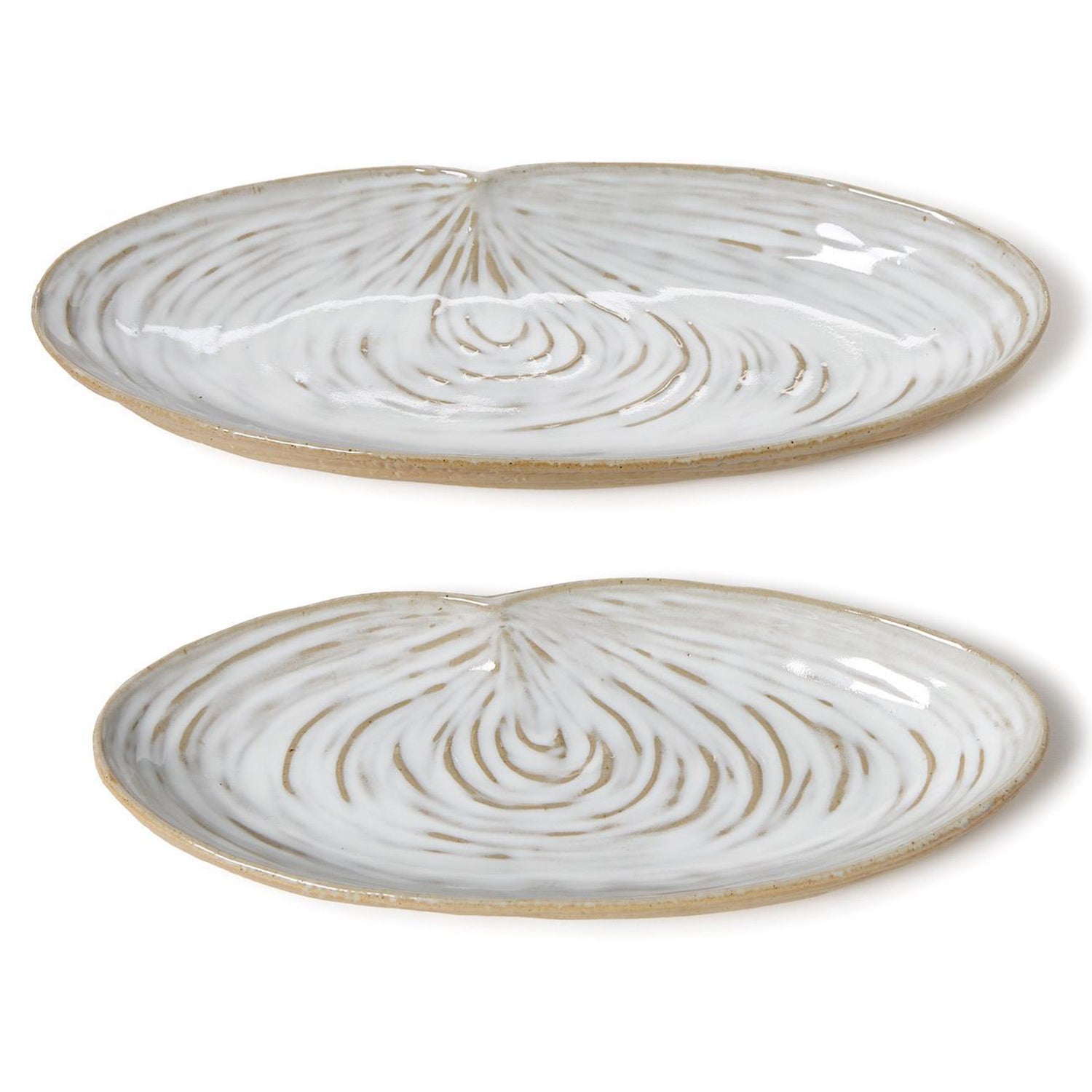 Artisanal Reactive Glaze Shell Tidbit Dish/Tray Set of 2