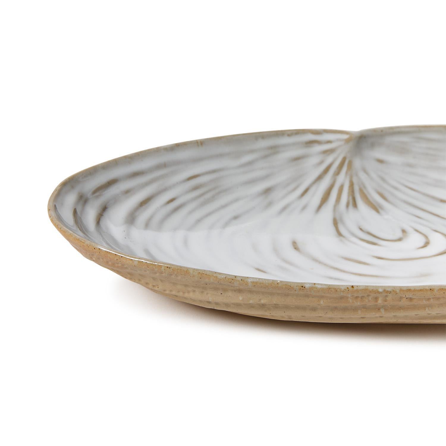 Artisanal Reactive Glaze Shell Tidbit Dish/Tray Set of 2