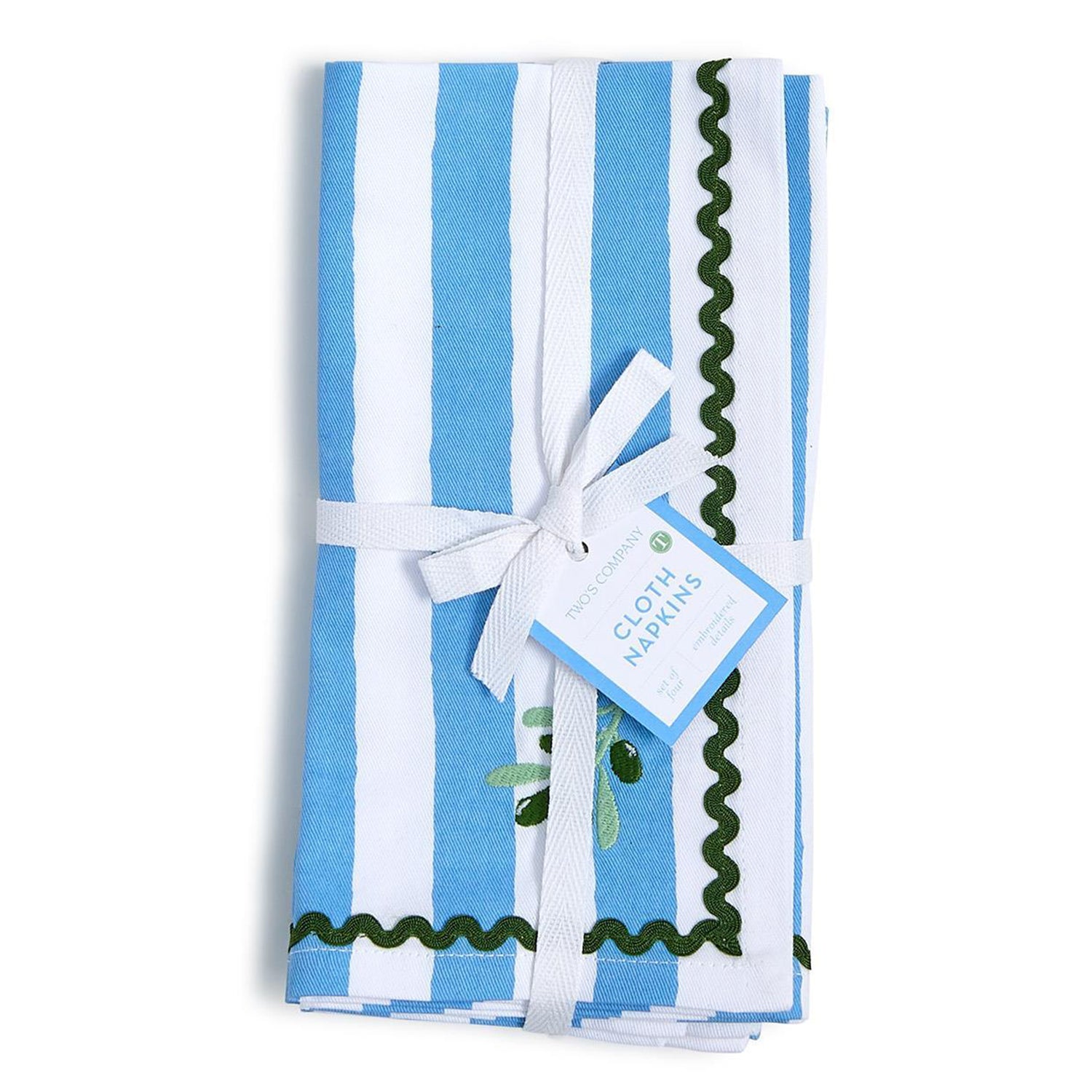 Olive Embroidered Cloth Dinner Napkin Set of 4