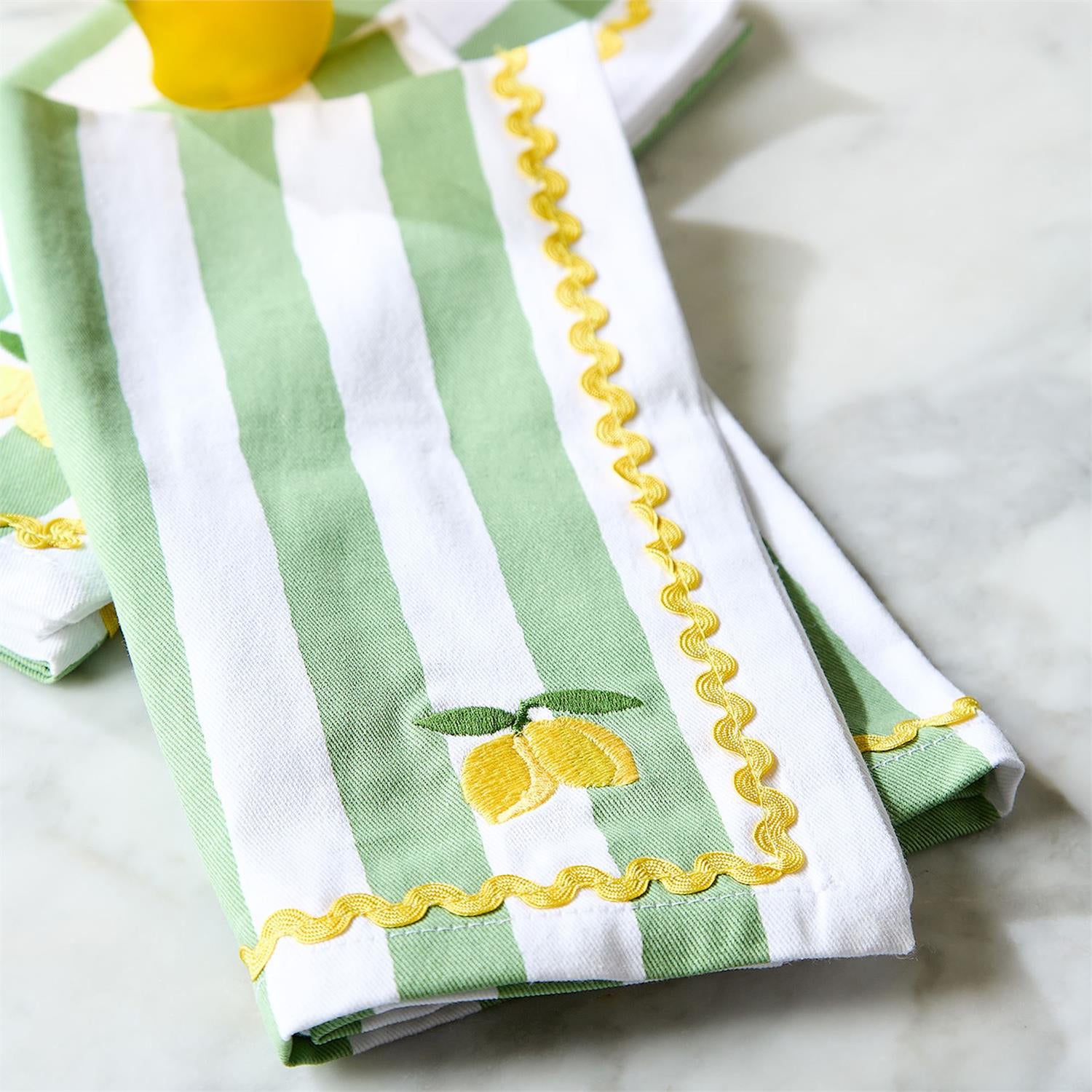 Lemon Embroidered Cloth Dinner Napkin Set of 4