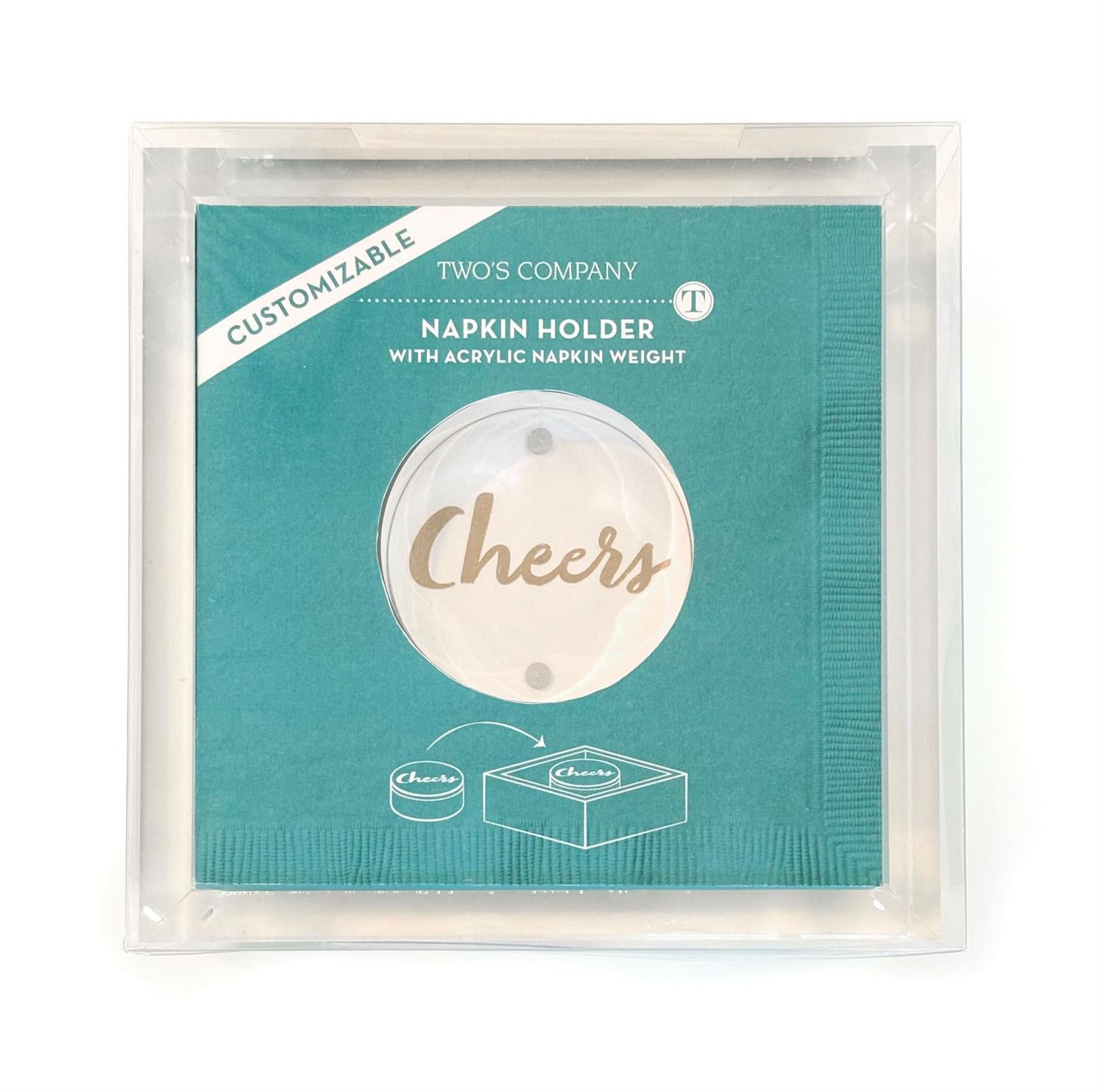 Acrylic Cocktail Napkin Holder with Acrylic Paper Weight