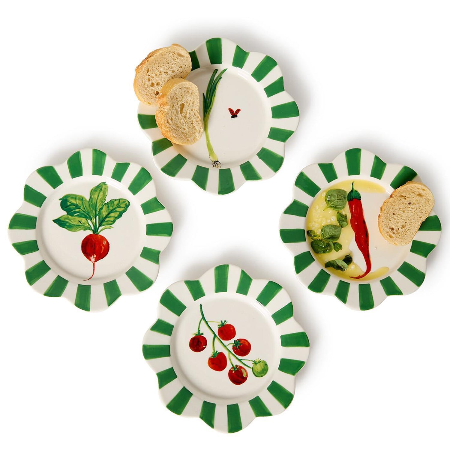 Vegetable Tidbit Plate Set of 4