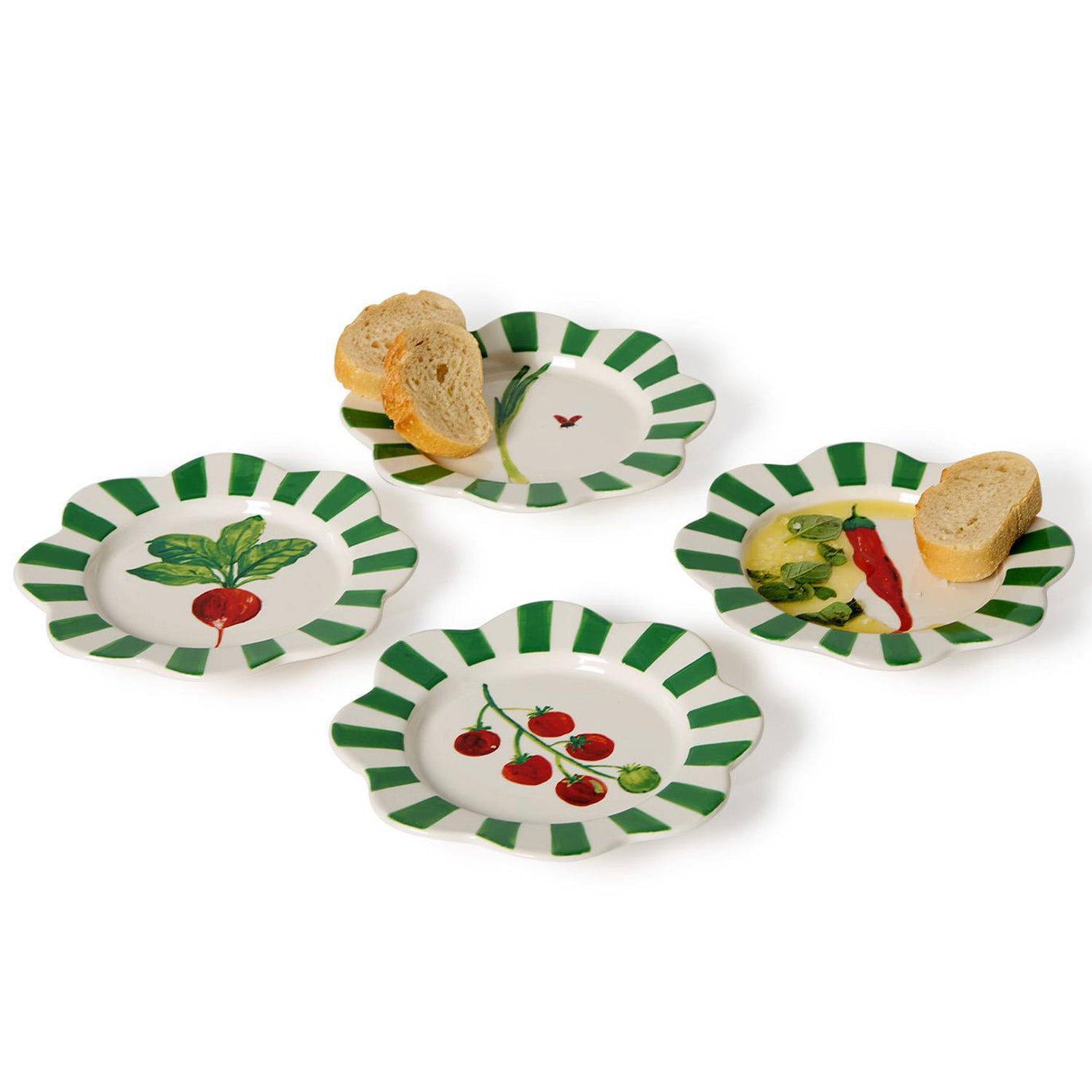 Vegetable Tidbit Plate Set of 4