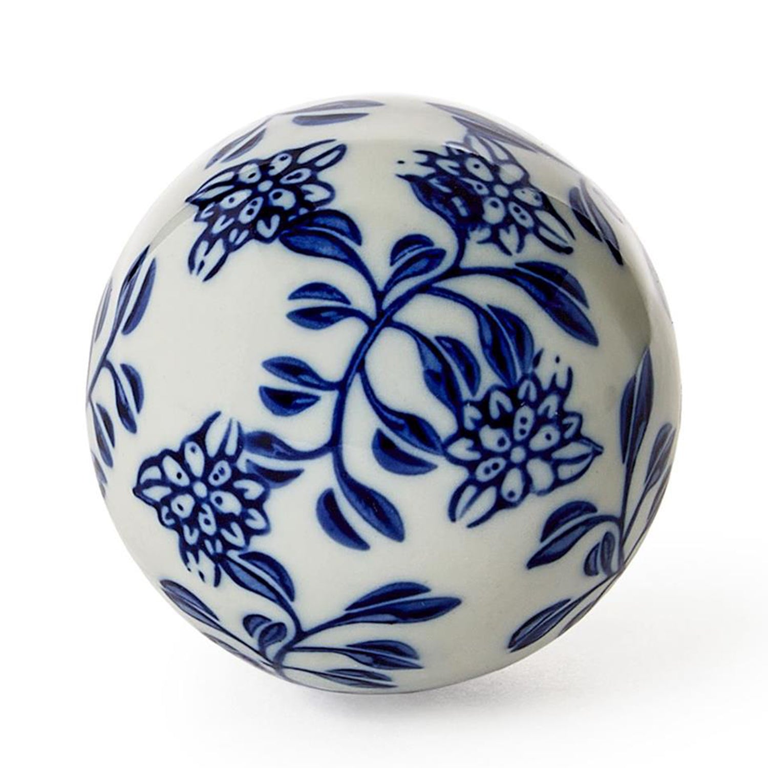 Hand-Painted Blue and White Decorative Ball Set of 4