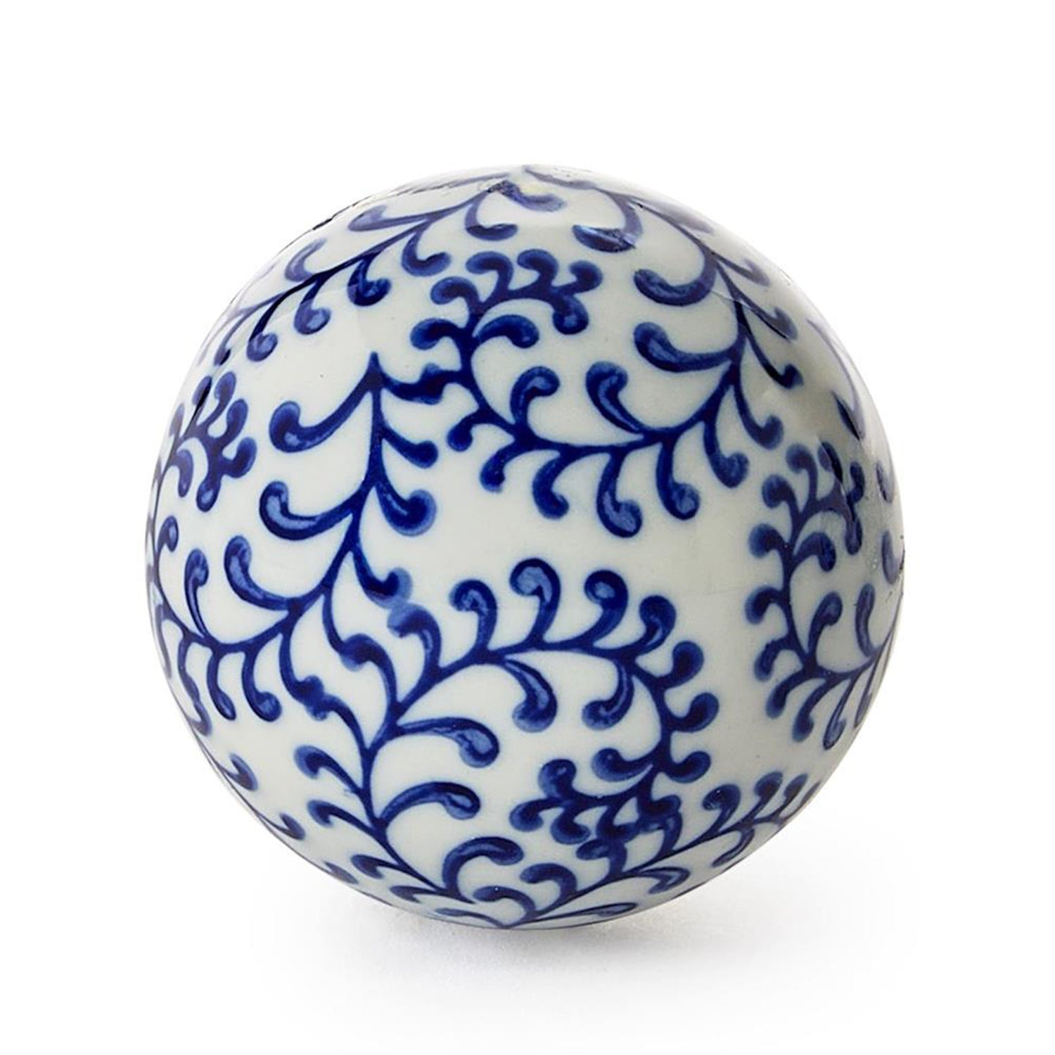 Hand-Painted Blue and White Decorative Ball Set of 4