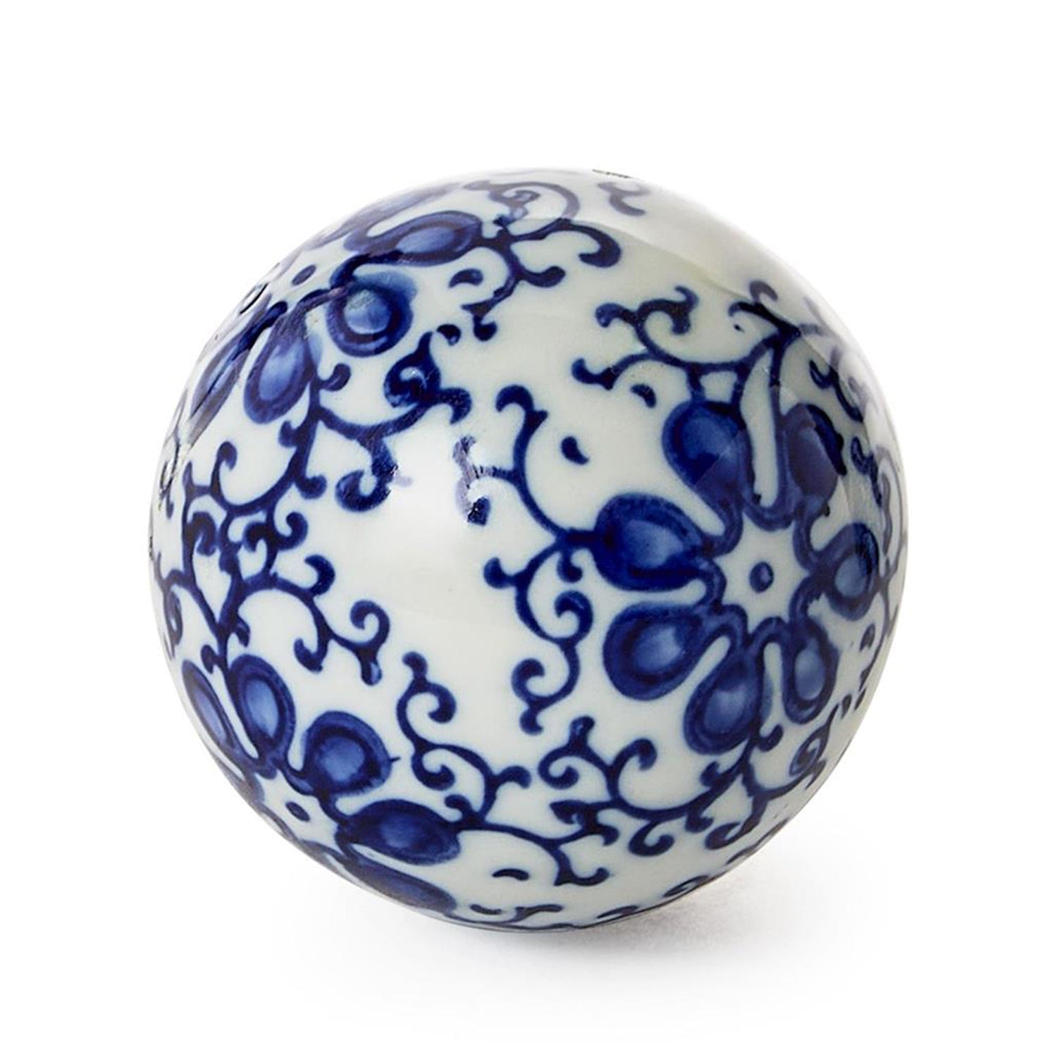 Hand-Painted Blue and White Decorative Ball Set of 4