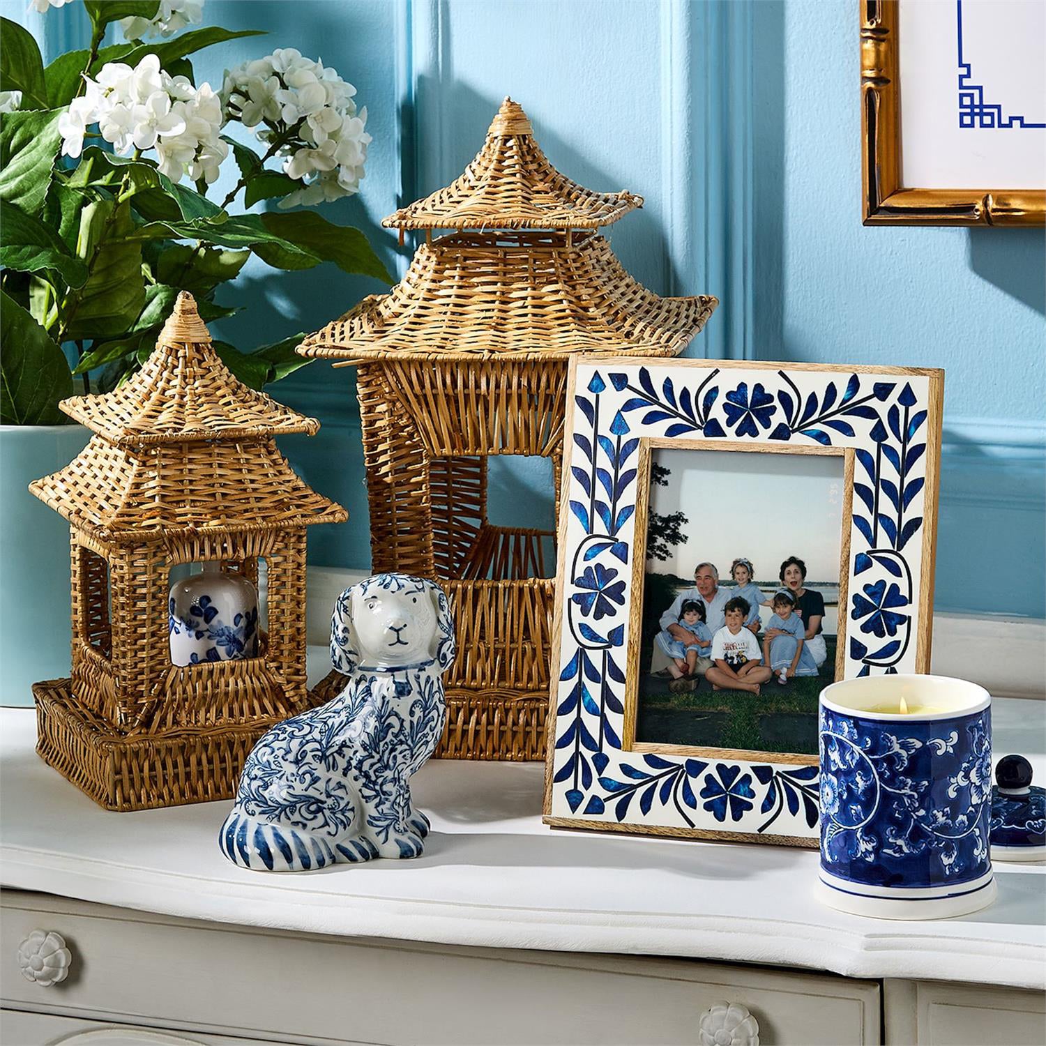 Pagoda Rattan Lantern Set of 2
