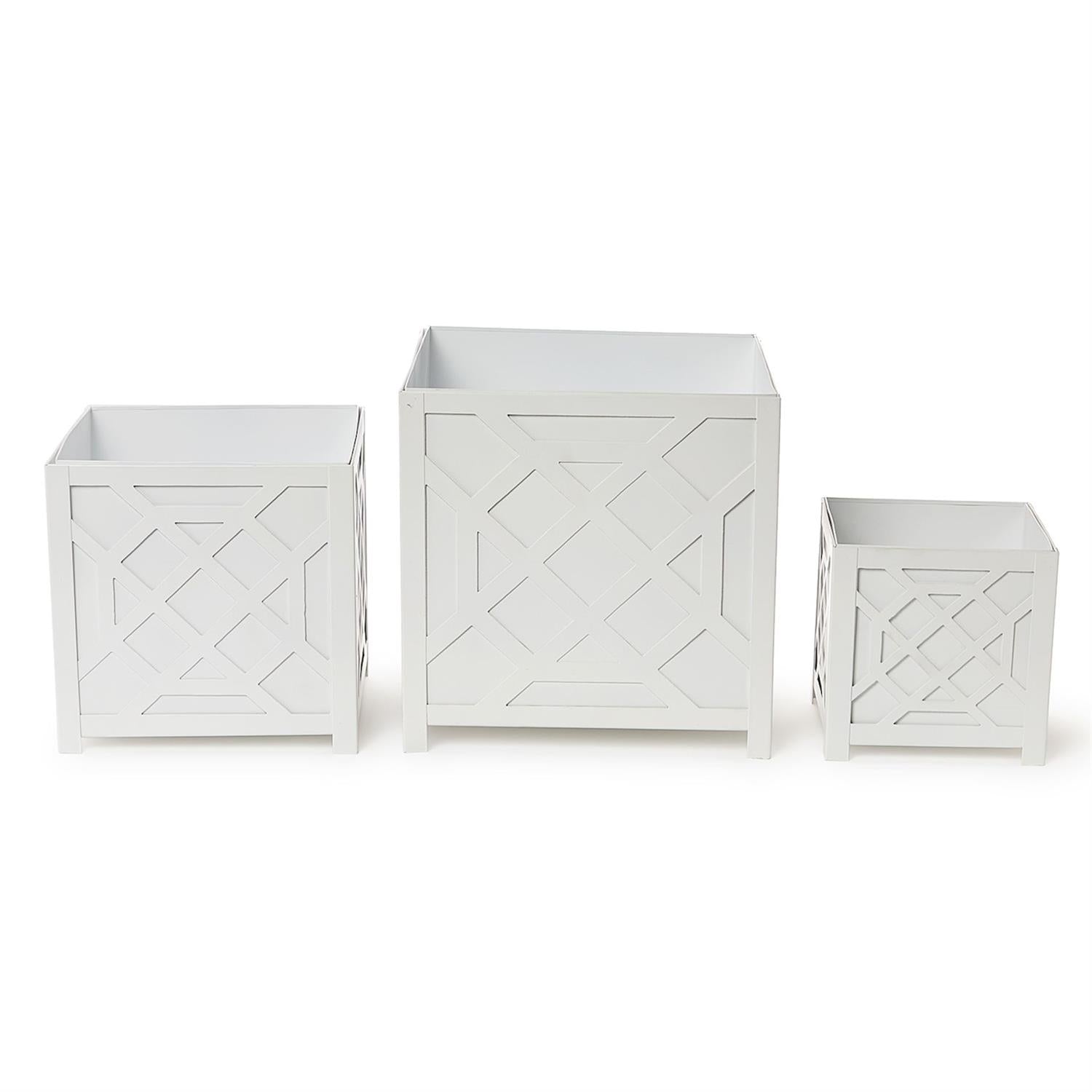 Laser Fretwork Square Metal Planter Set of 3