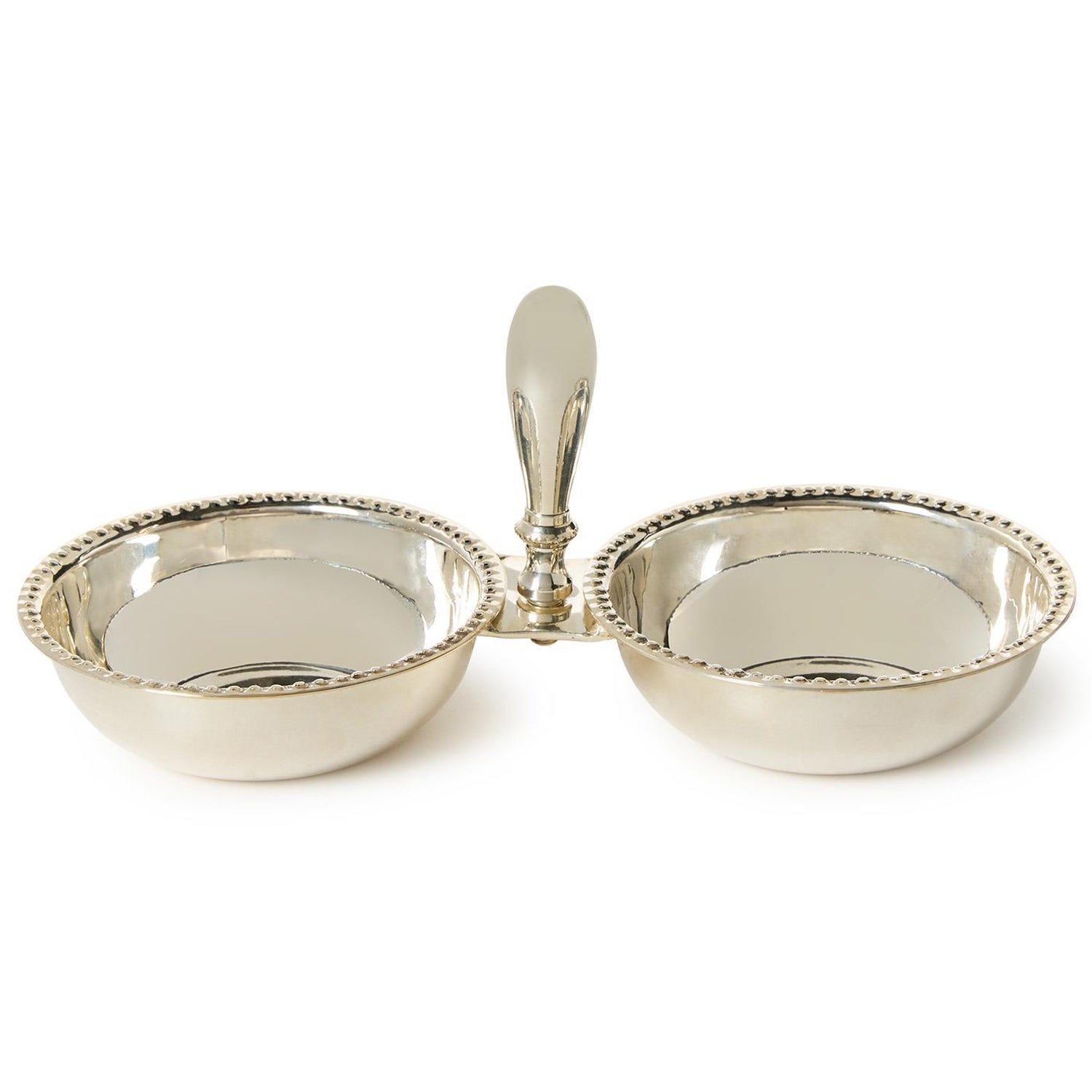 Silver Two Section Tidbit/Condiment Serving Dish with Pole Handle