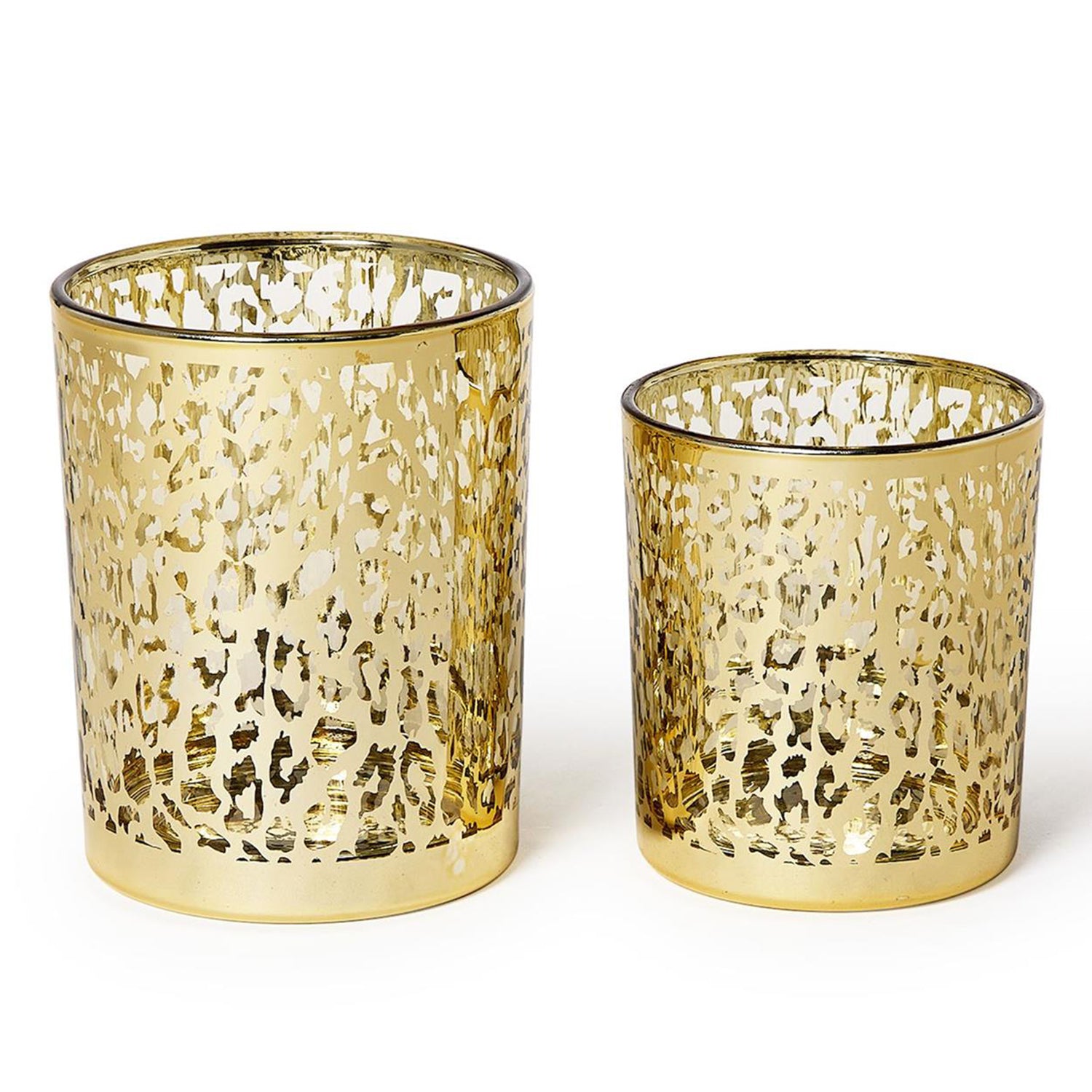 Leopard Silhouette Antiqued Tealight/Votive Candleholder Set of 2