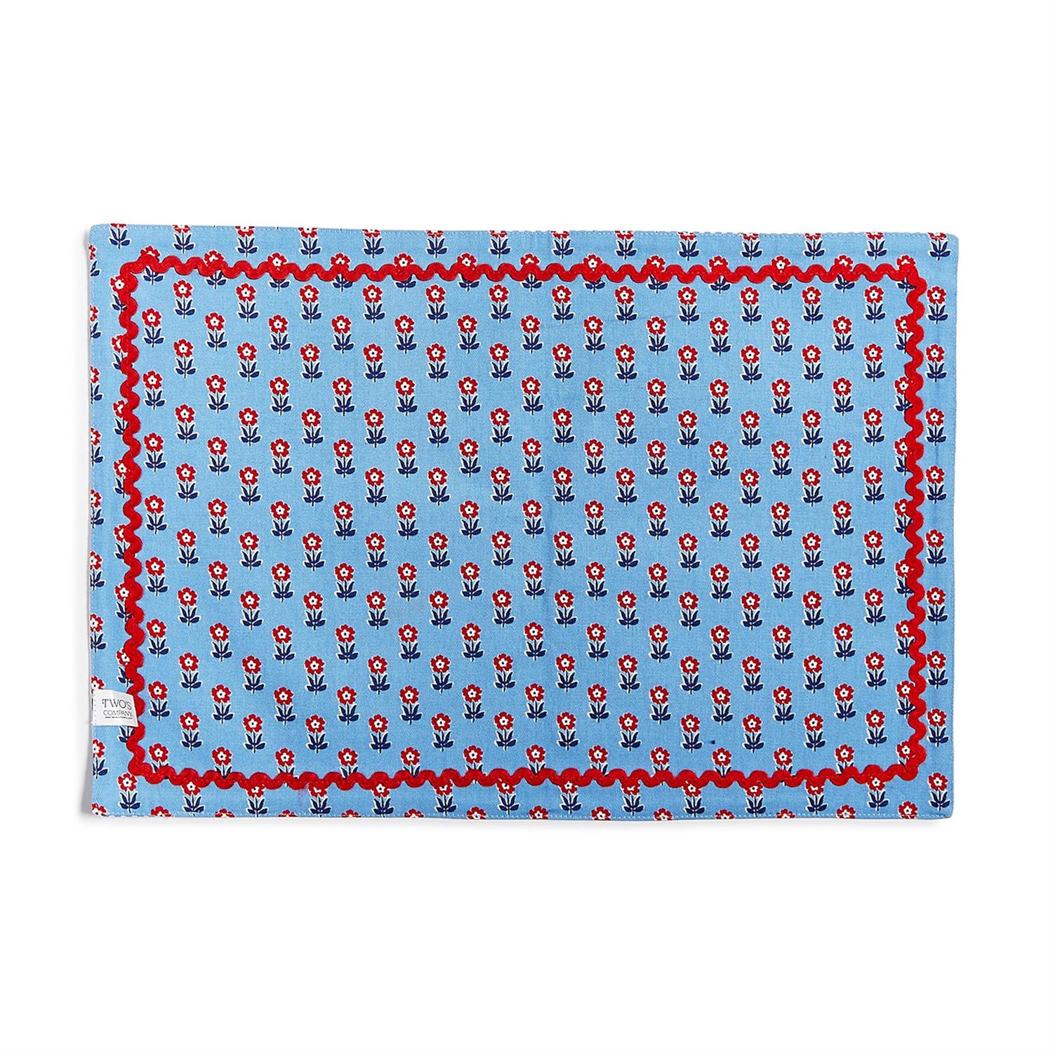 Red, White and Bloom Double Sided Placemat Set of 4