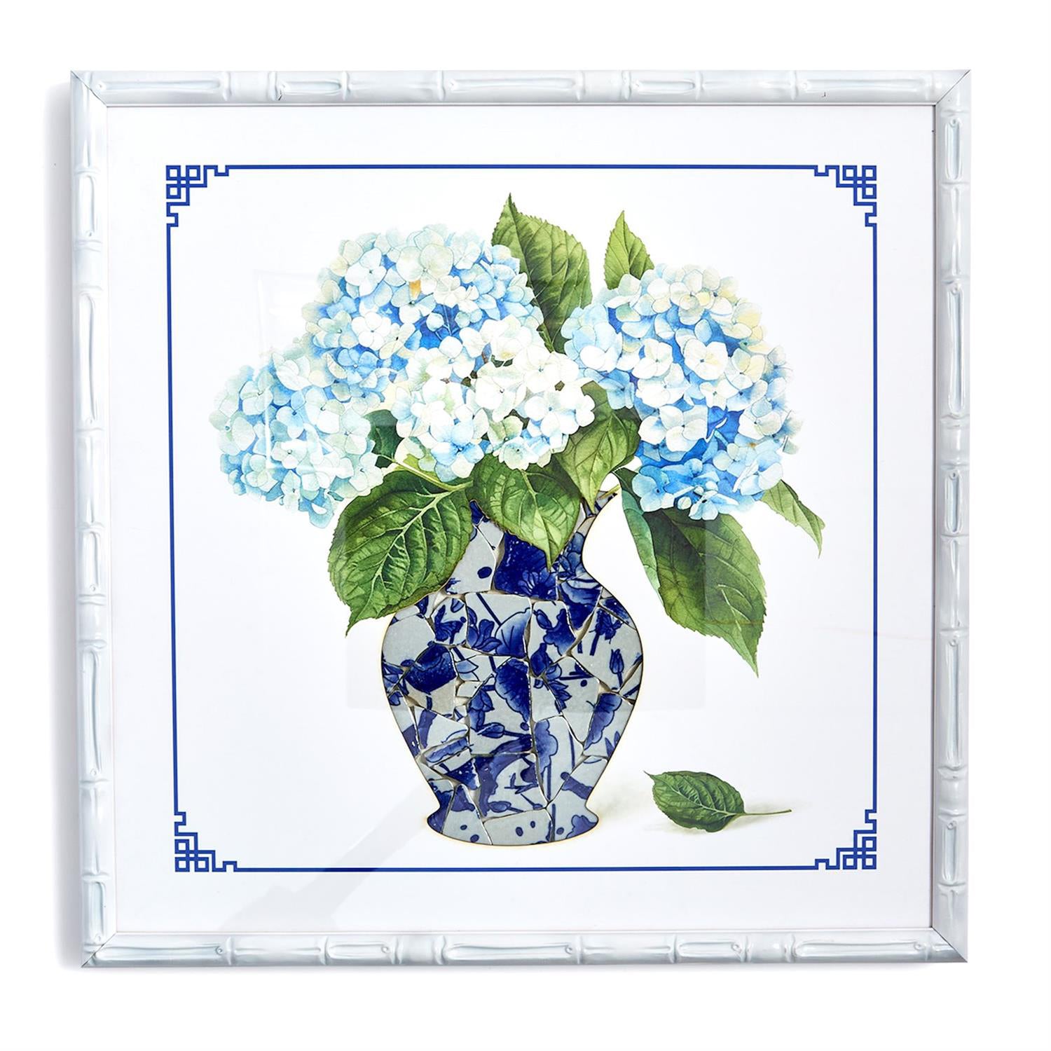 Blue and White Vase with Hydrangea Flower Wall Art Set of 2