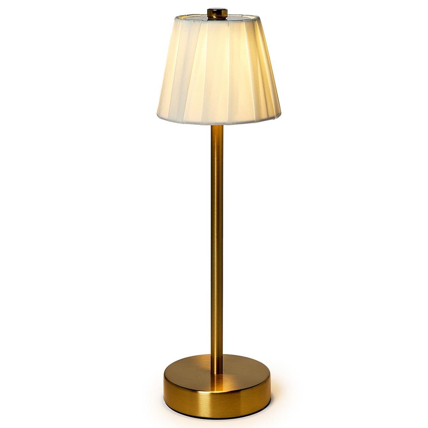 LED Cordless Table Lamp with Fabric Pleated Shade