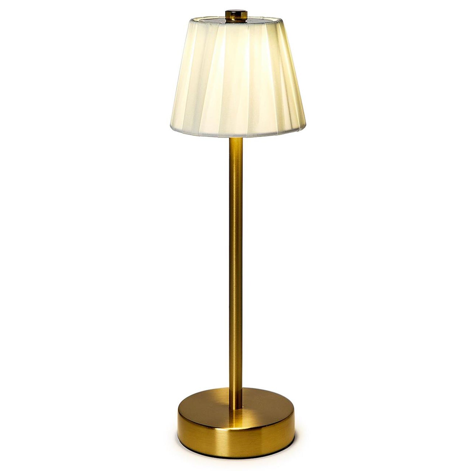 LED Cordless Table Lamp with Fabric Pleated Shade