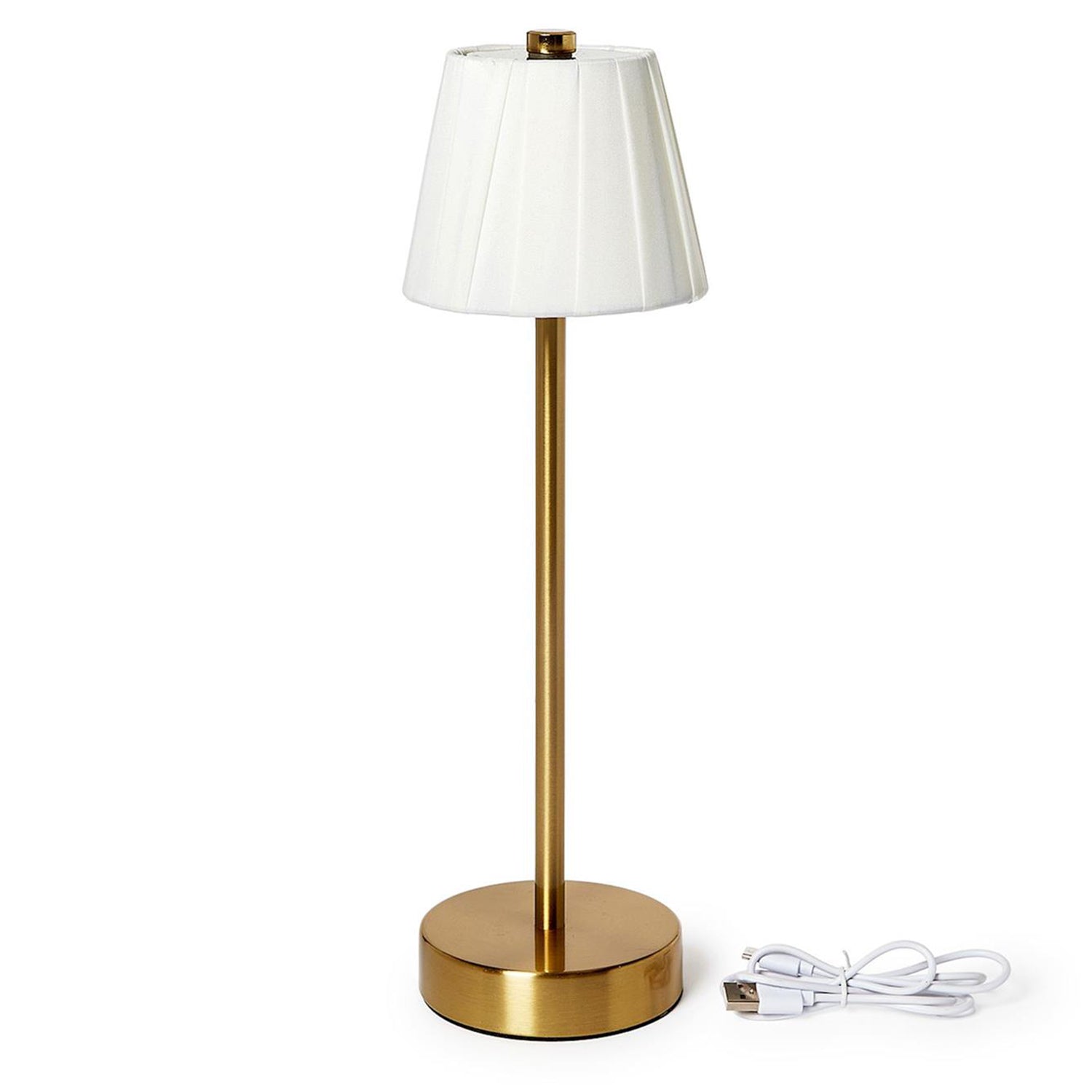 LED Cordless Table Lamp with Fabric Pleated Shade