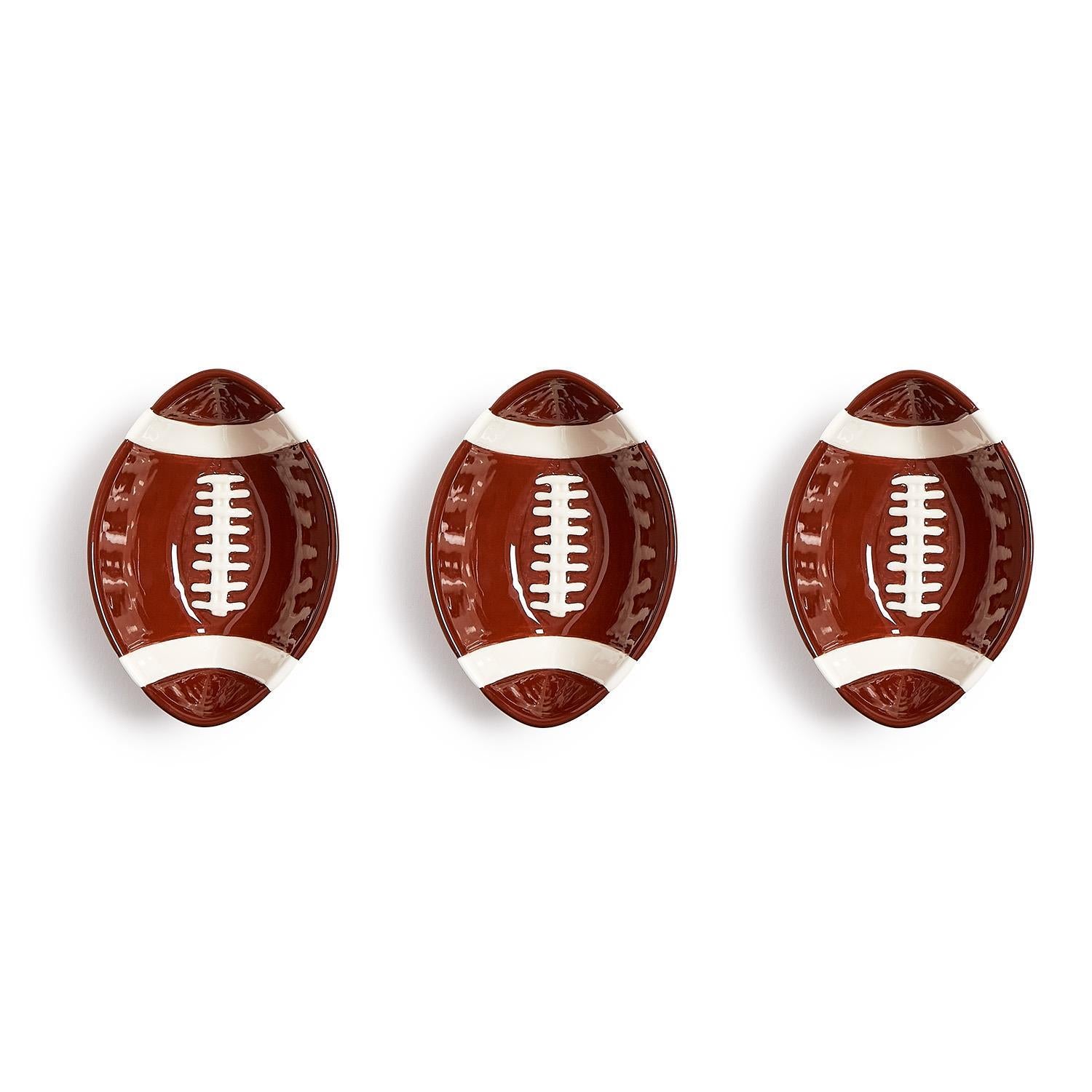 Football Tidbit Bowl Set of 3